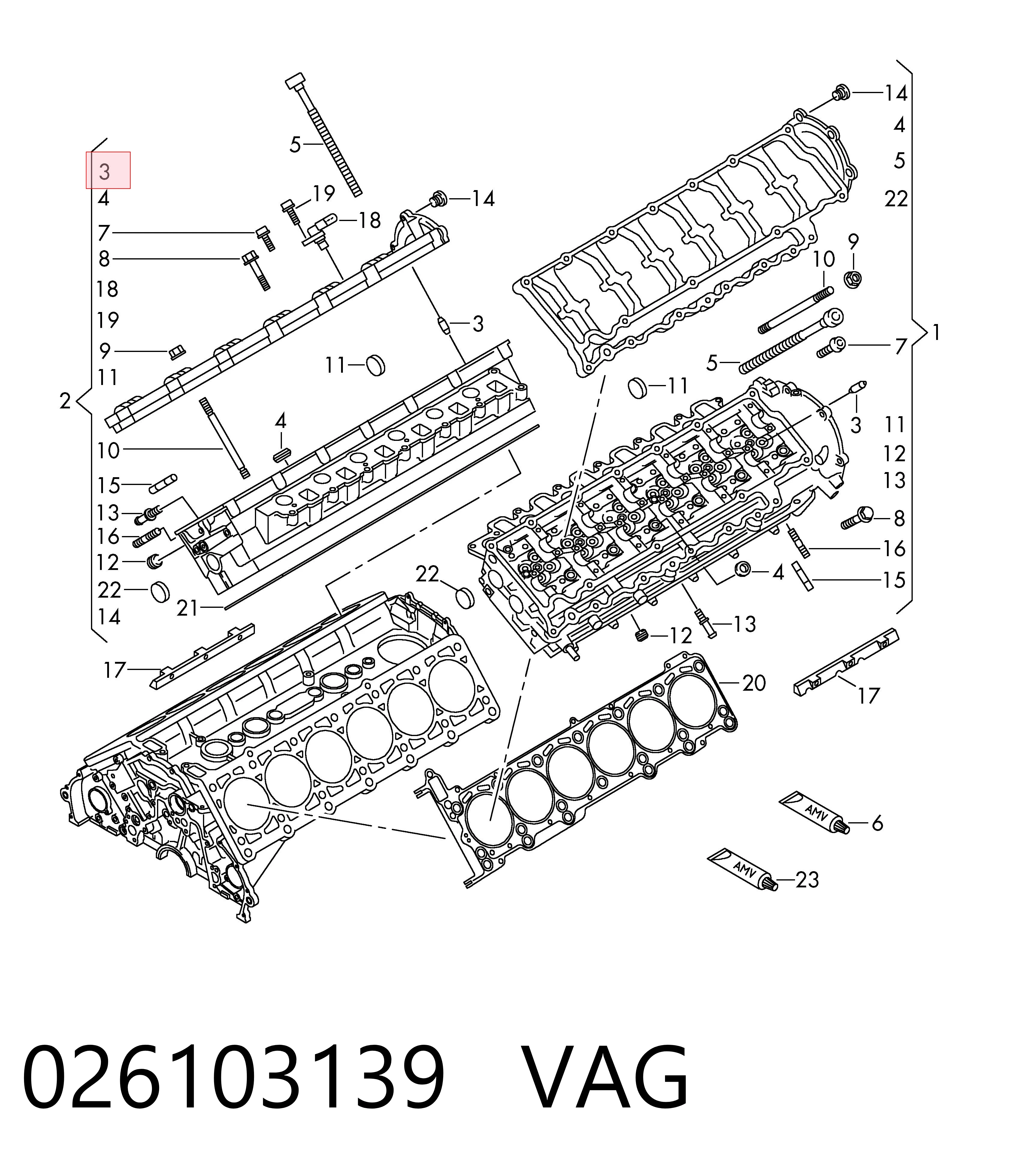 026103139 VAG Pasador de bisagra de puerta