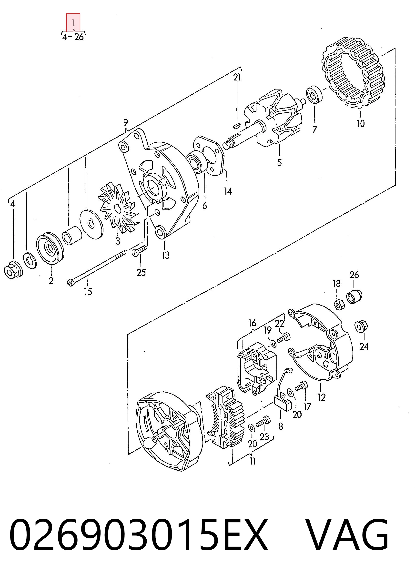 Alternador para Volkswagen Transporter 24, 25, 251