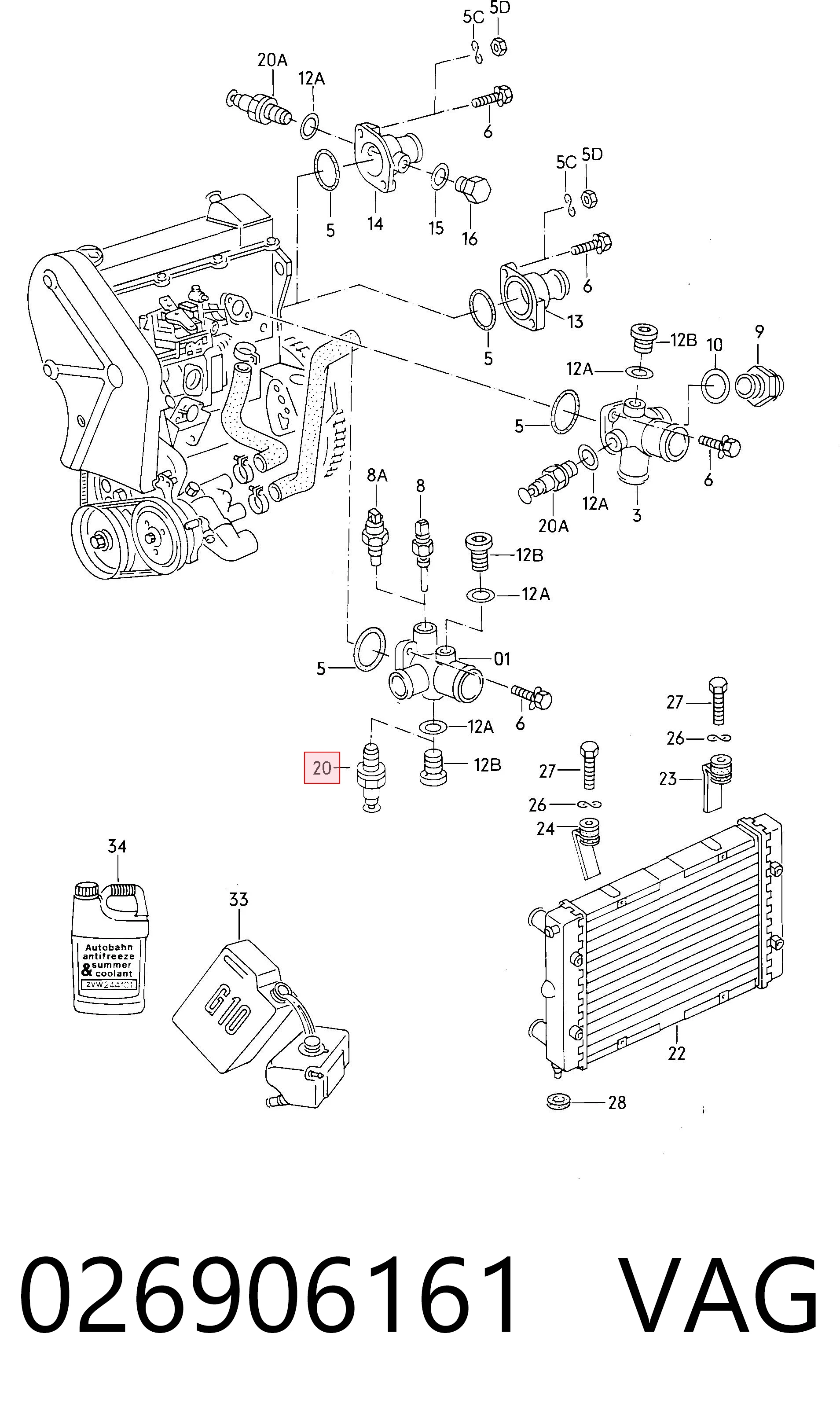 026906161 VAG Sensor temperatura refrigerante