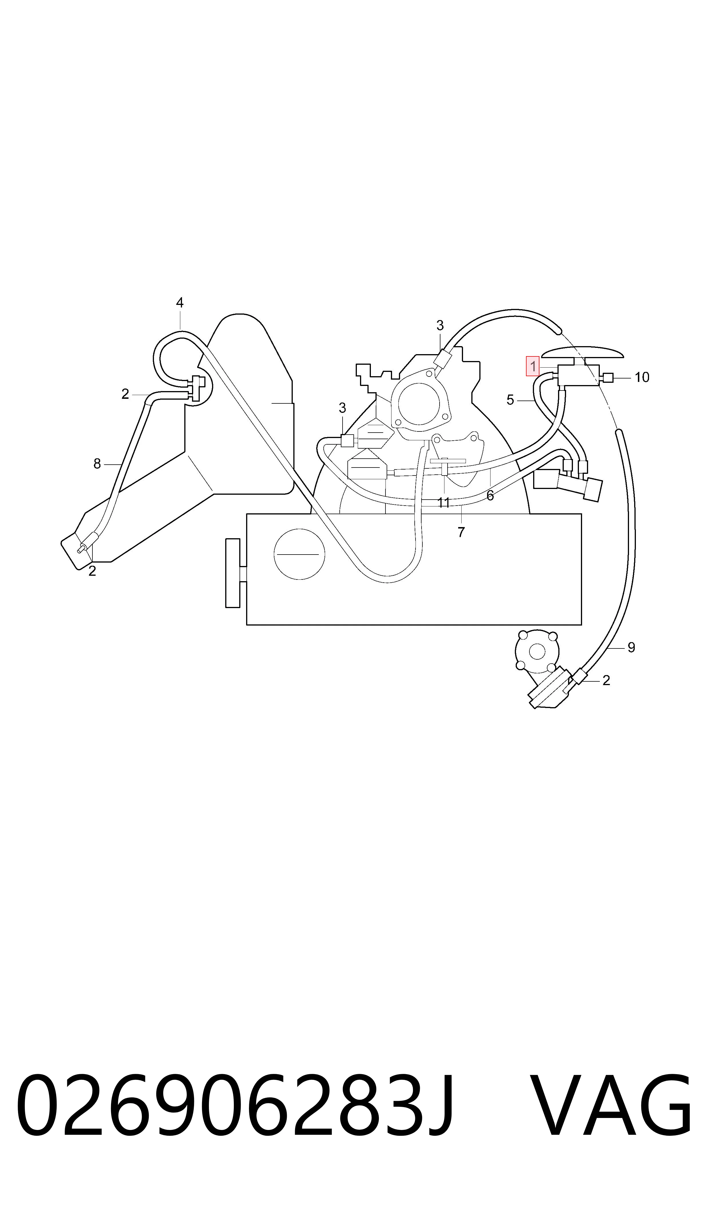 026906283J VAG Válvula solenoide de control de la mariposa de aire secundario