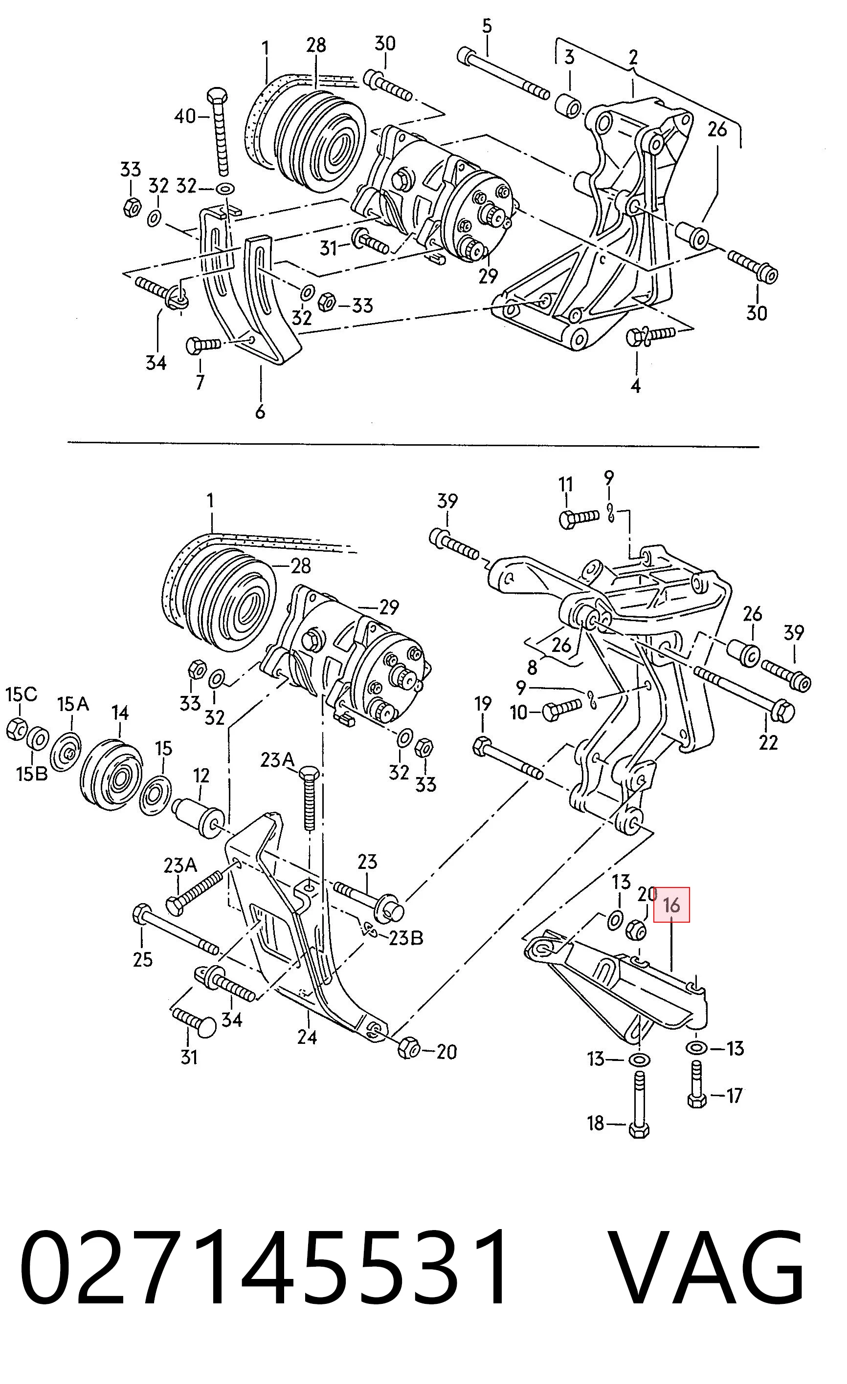 Soporte de bomba de dirección asistida 027145531 VAG