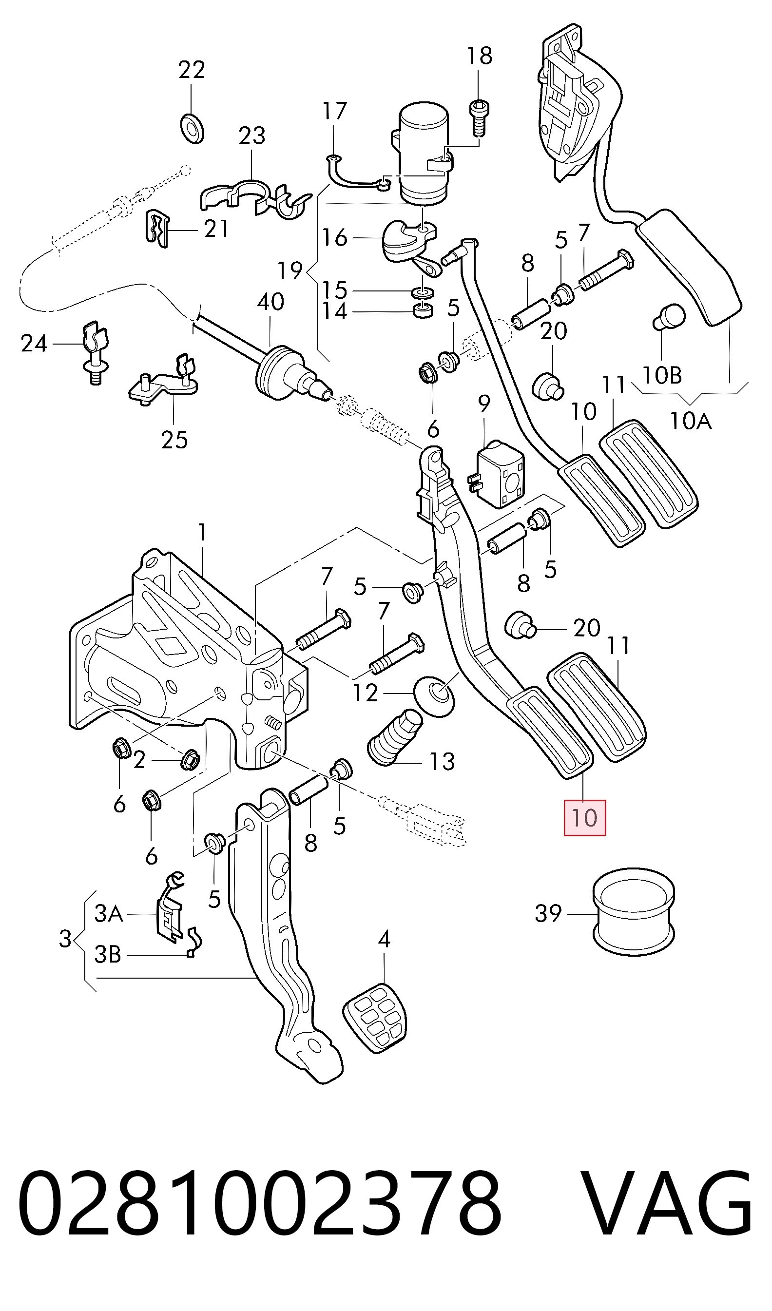 Pedal de aceleracion para Volkswagen Golf IV 1J1