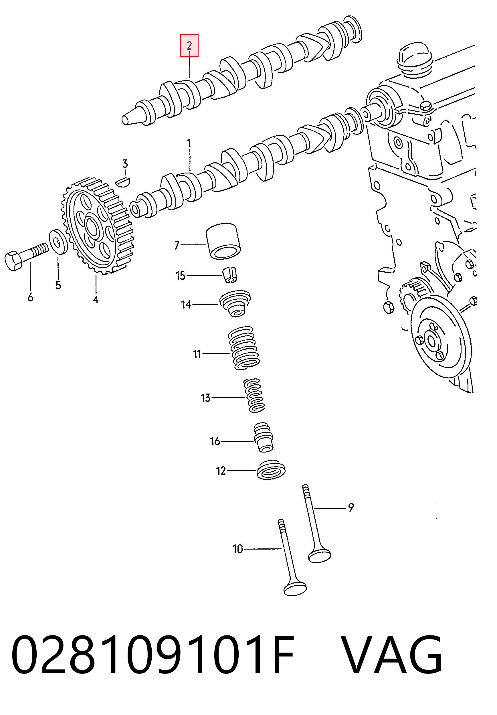 Árbol de levas para Volkswagen Golf III (1H1)