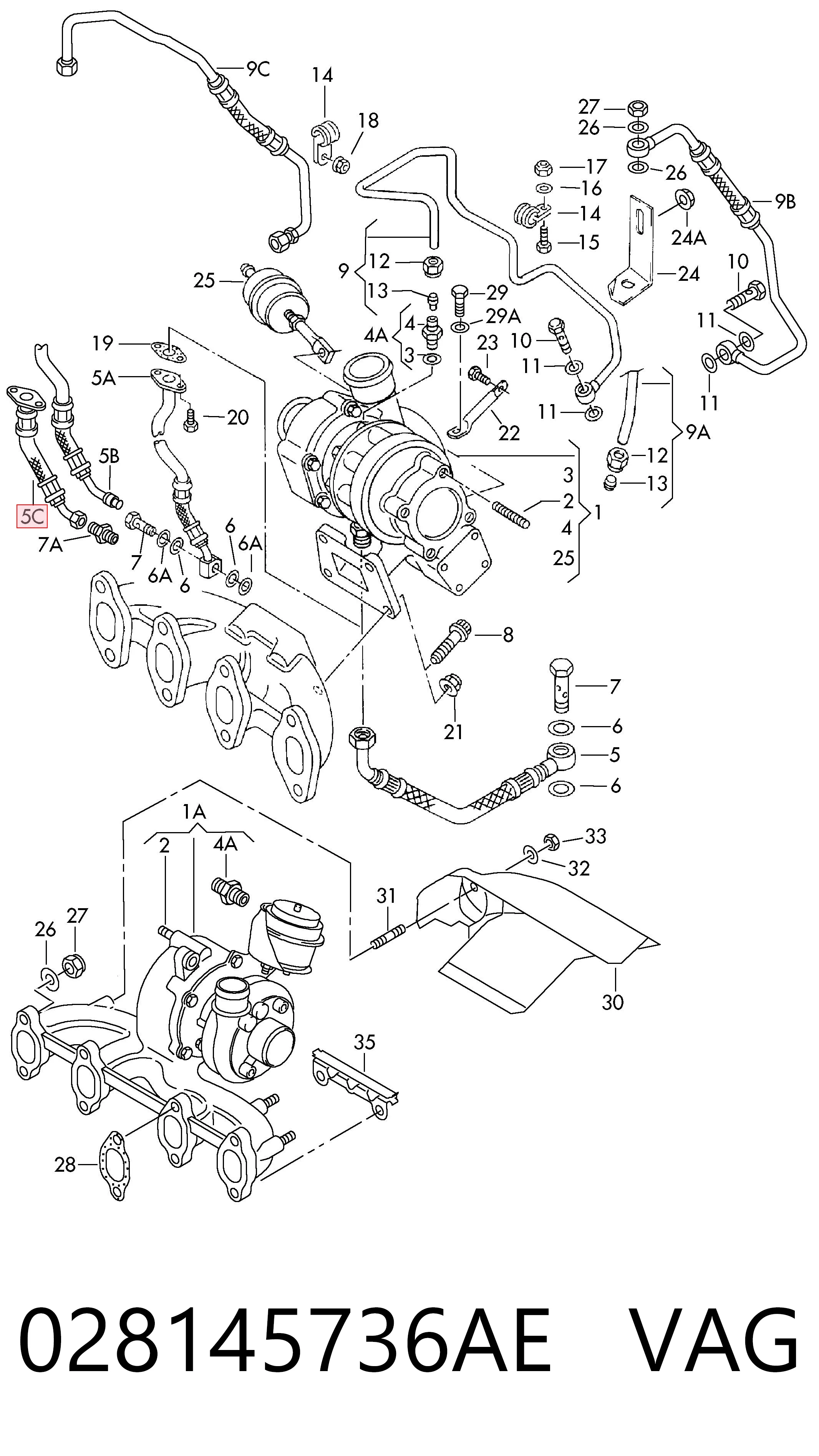 028145736AE VAG Tubo del sistema de recirculación de gases de escape EGR