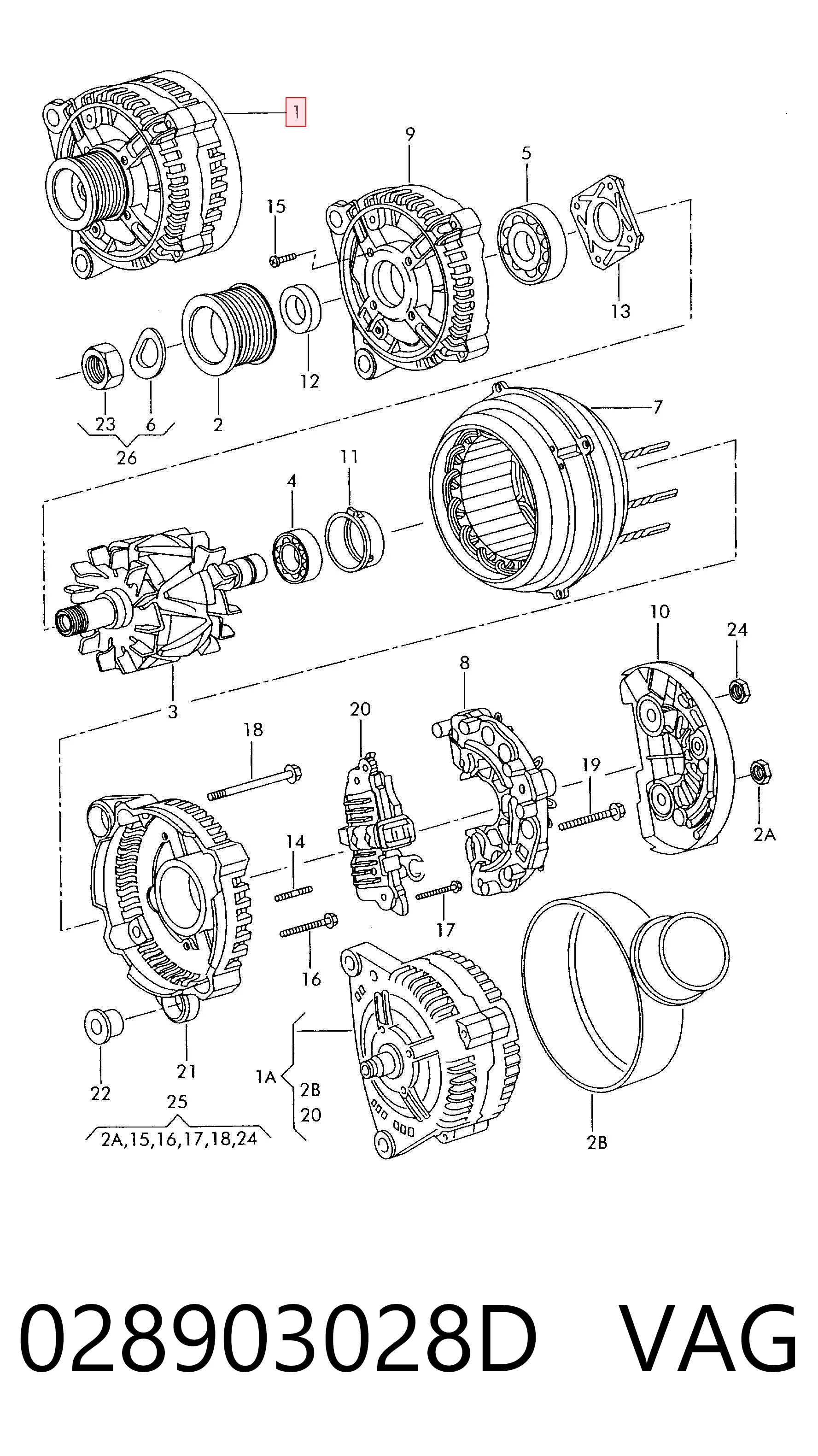 Alternador 028903028D VAG