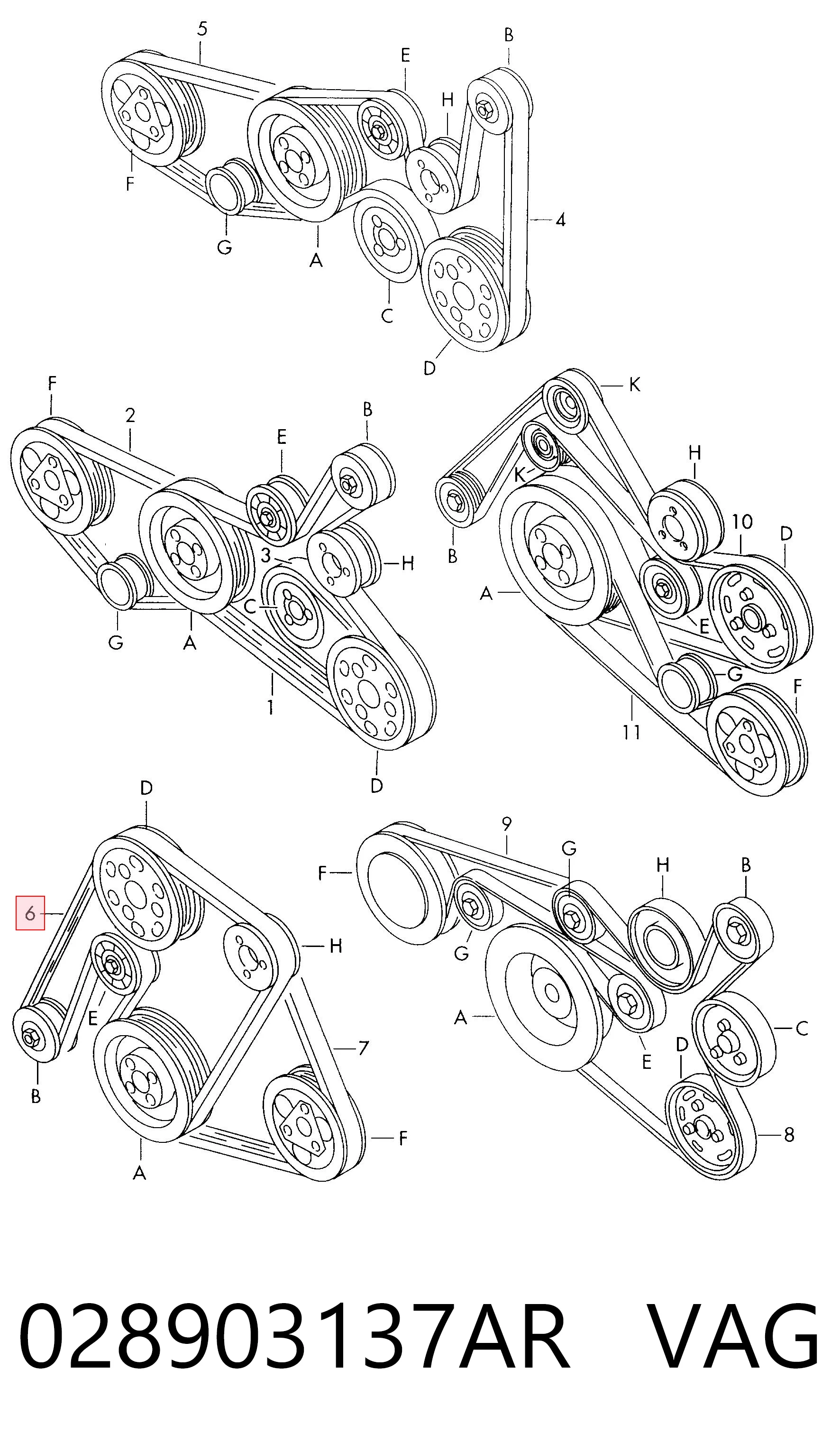 028903137AR VAG Correa poly v