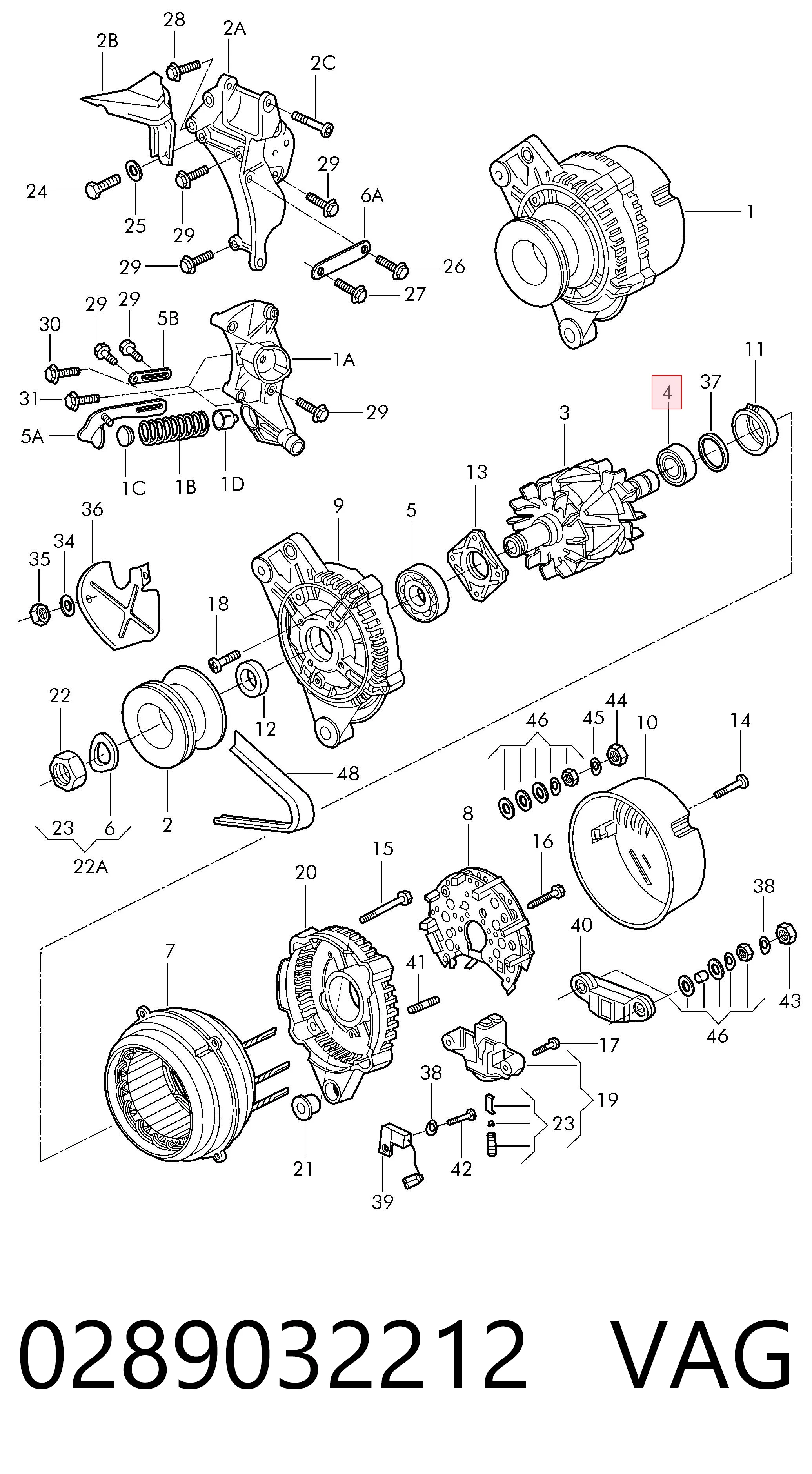0289032212 VAG Cojinete de alternador