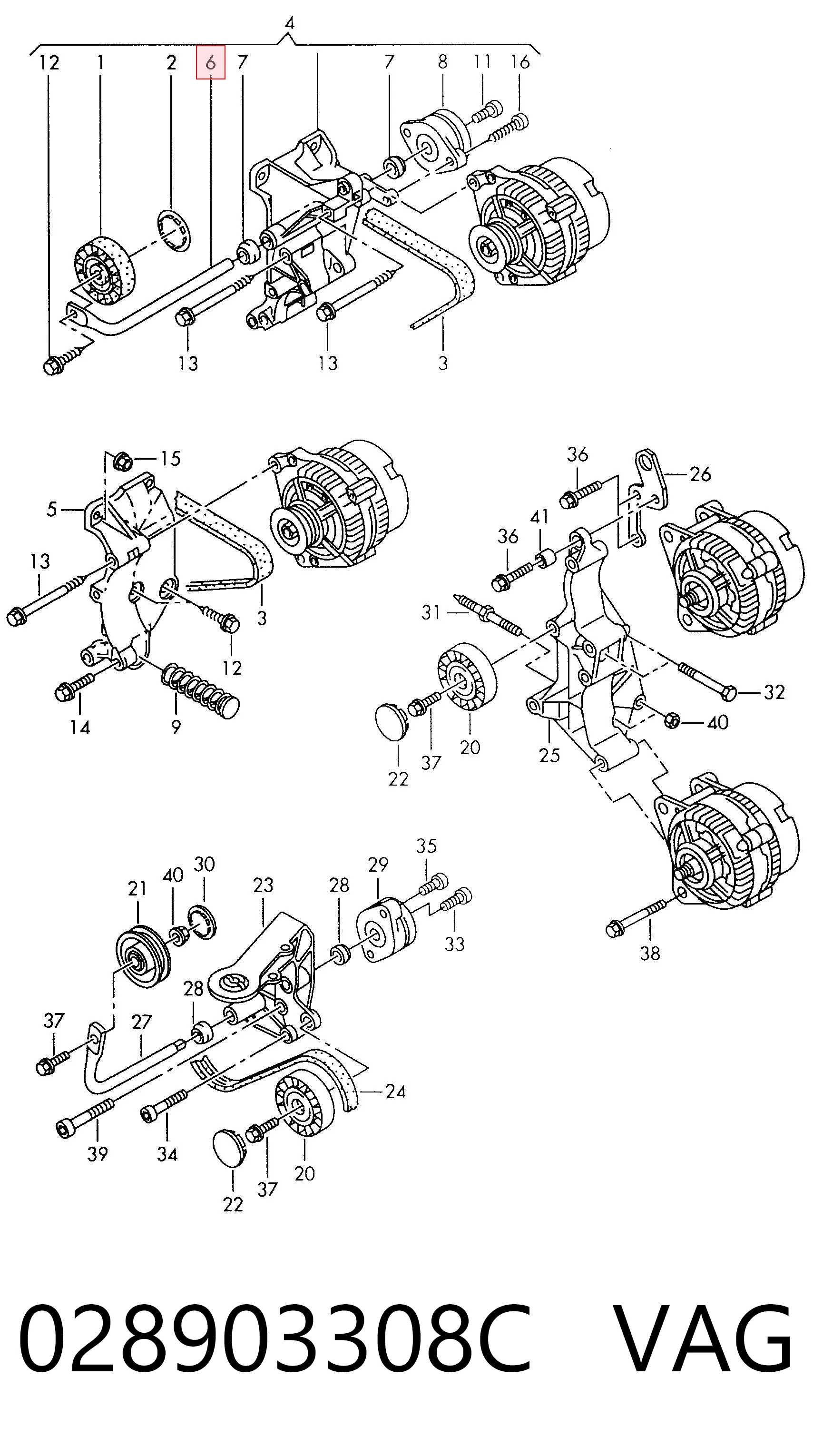 028903308C VAG Soporte del tensor de la correa de transmisión