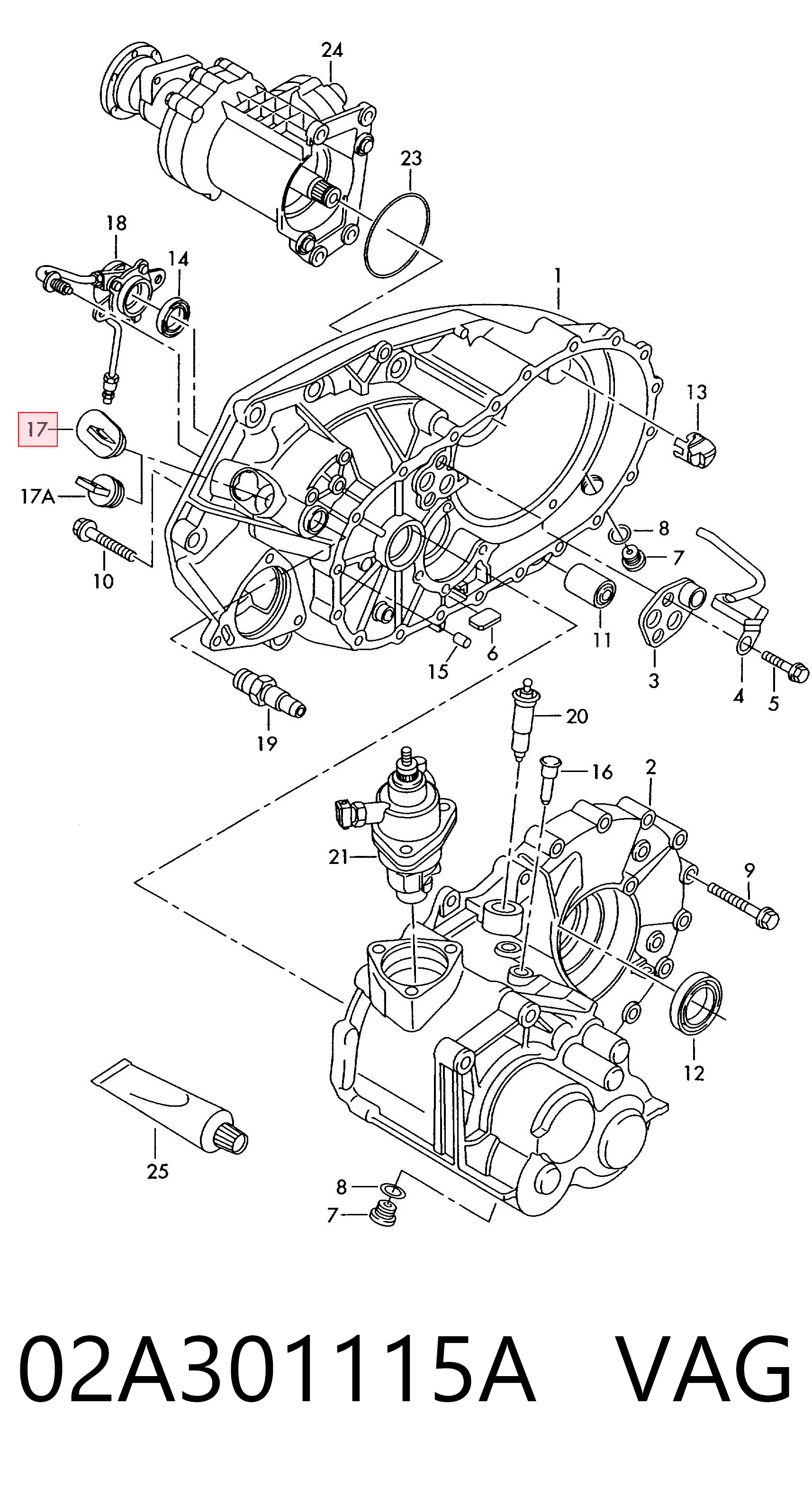 02A301115A VAG Tapón de la tapa trasera de la caja de cambios
