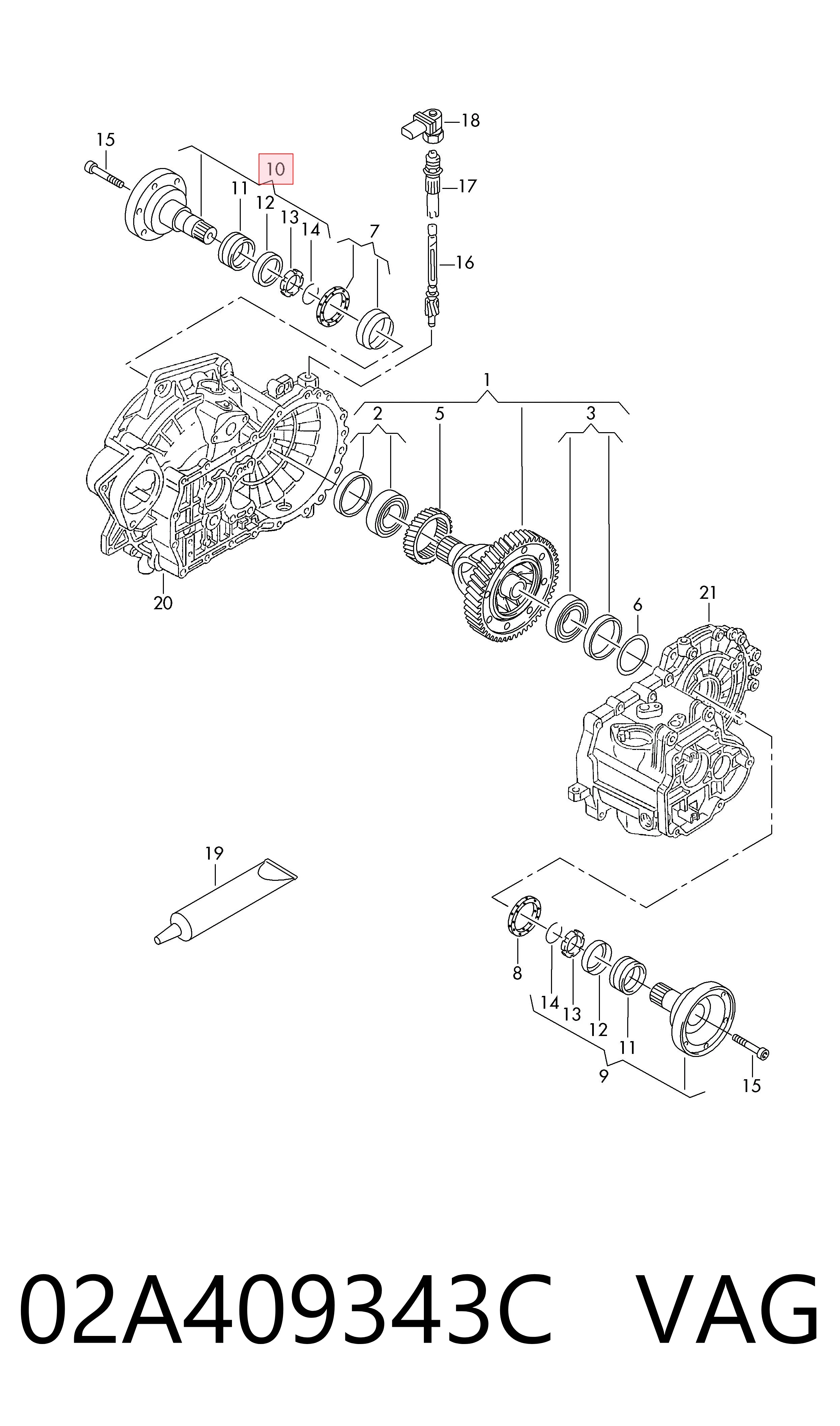 02A409343C VAG Semieje delantero izquierdo