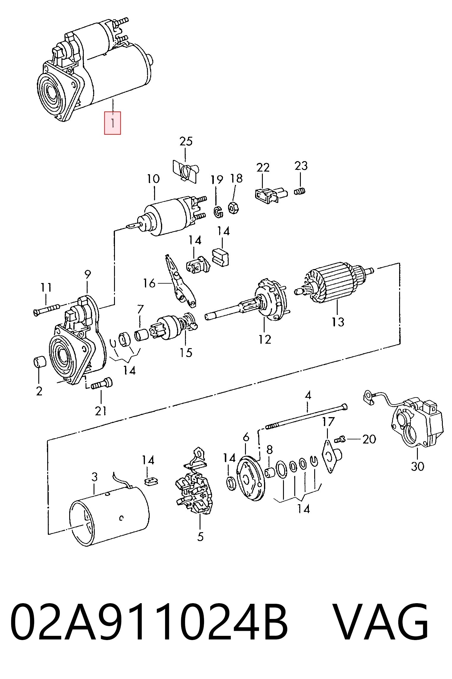 Motor de arranque VAG 02A911024B