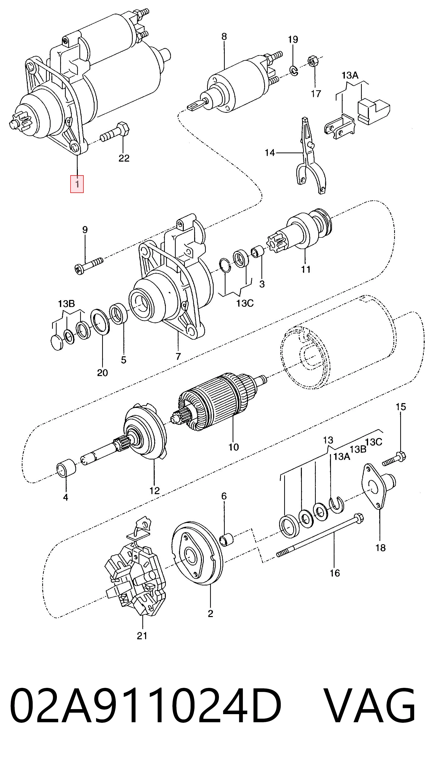 Motor de arranque VAG 02A911024D