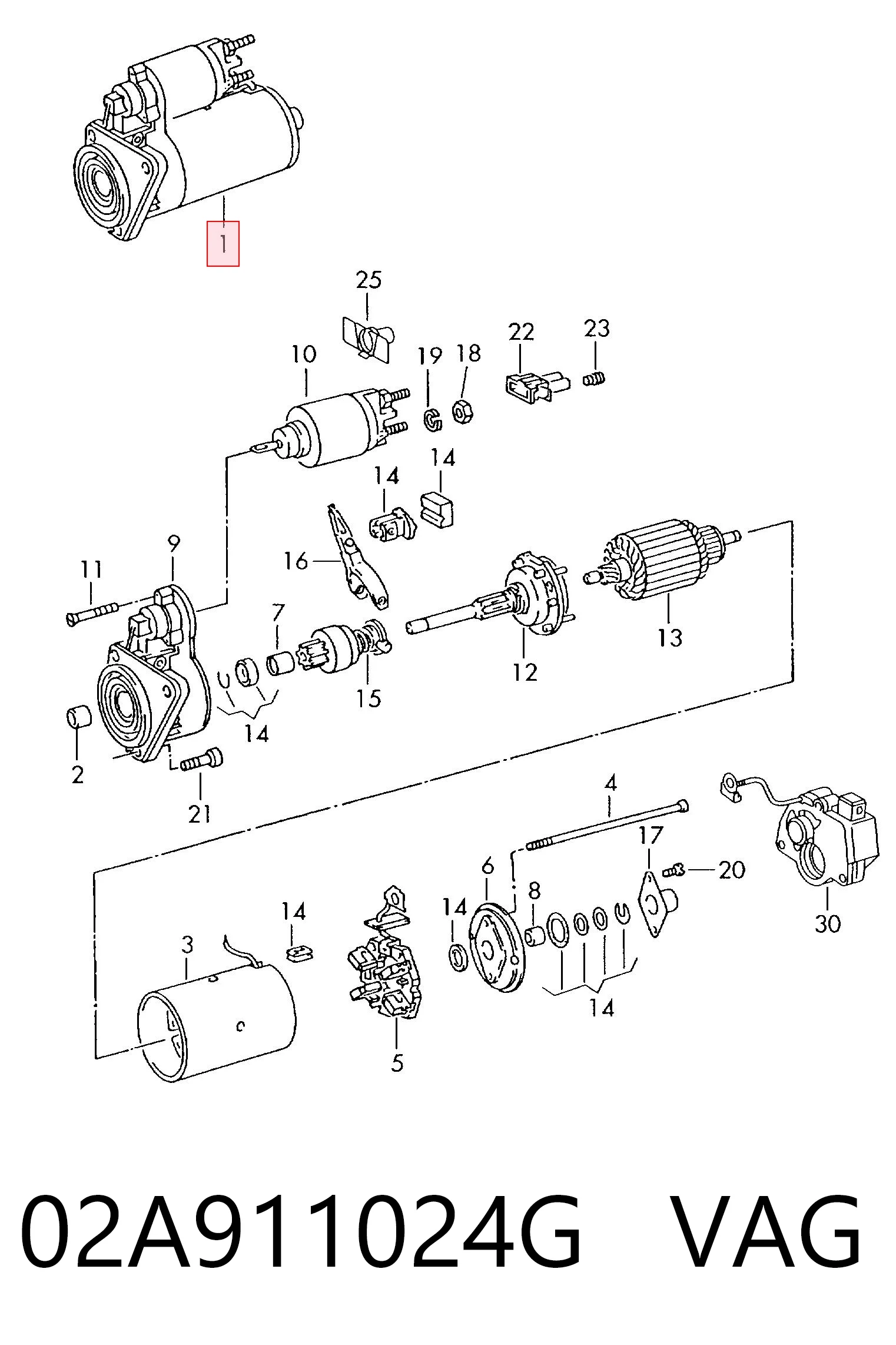 Motor de arranque VAG 02A911024G