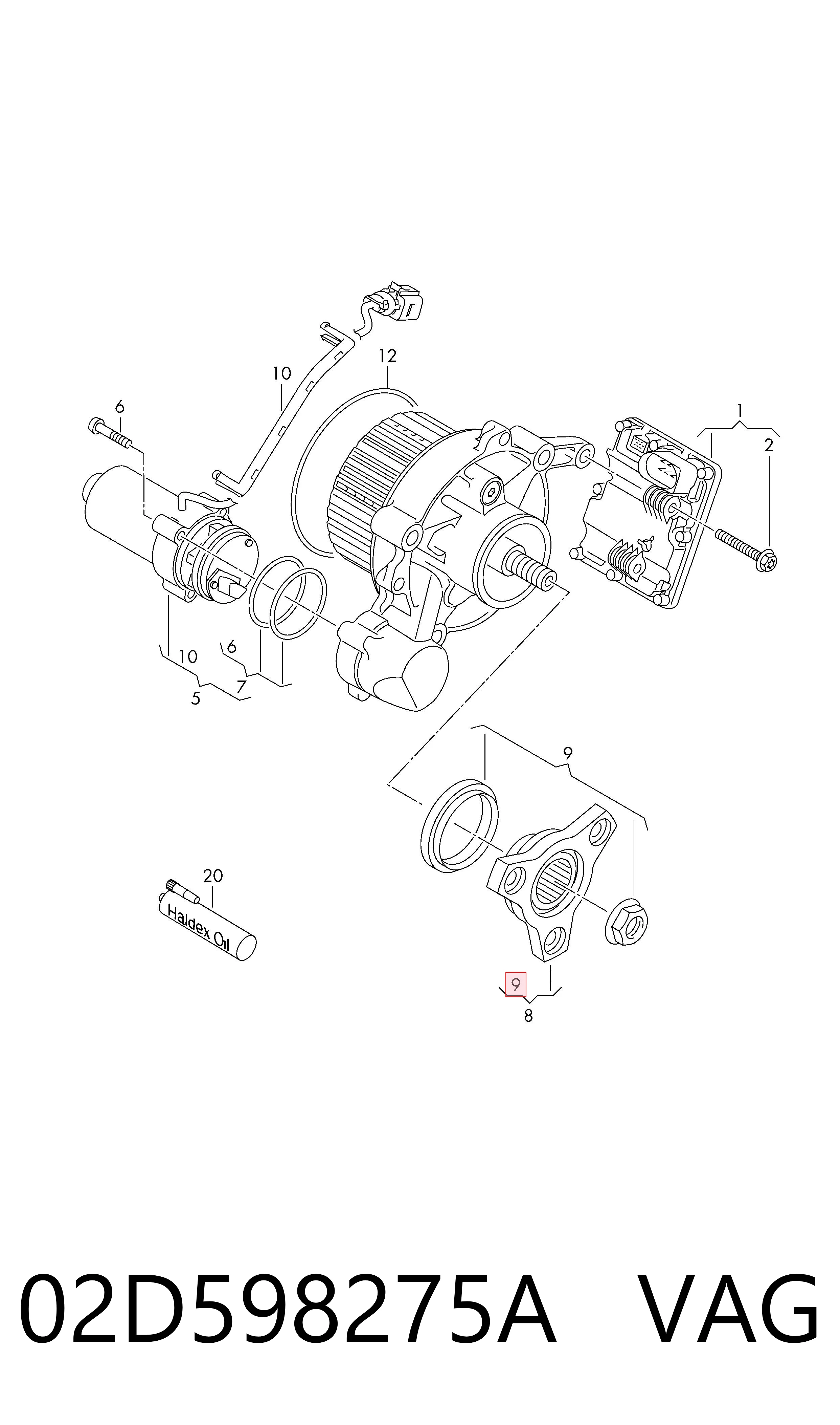 02D598275A VAG Retén de la junta Haldex