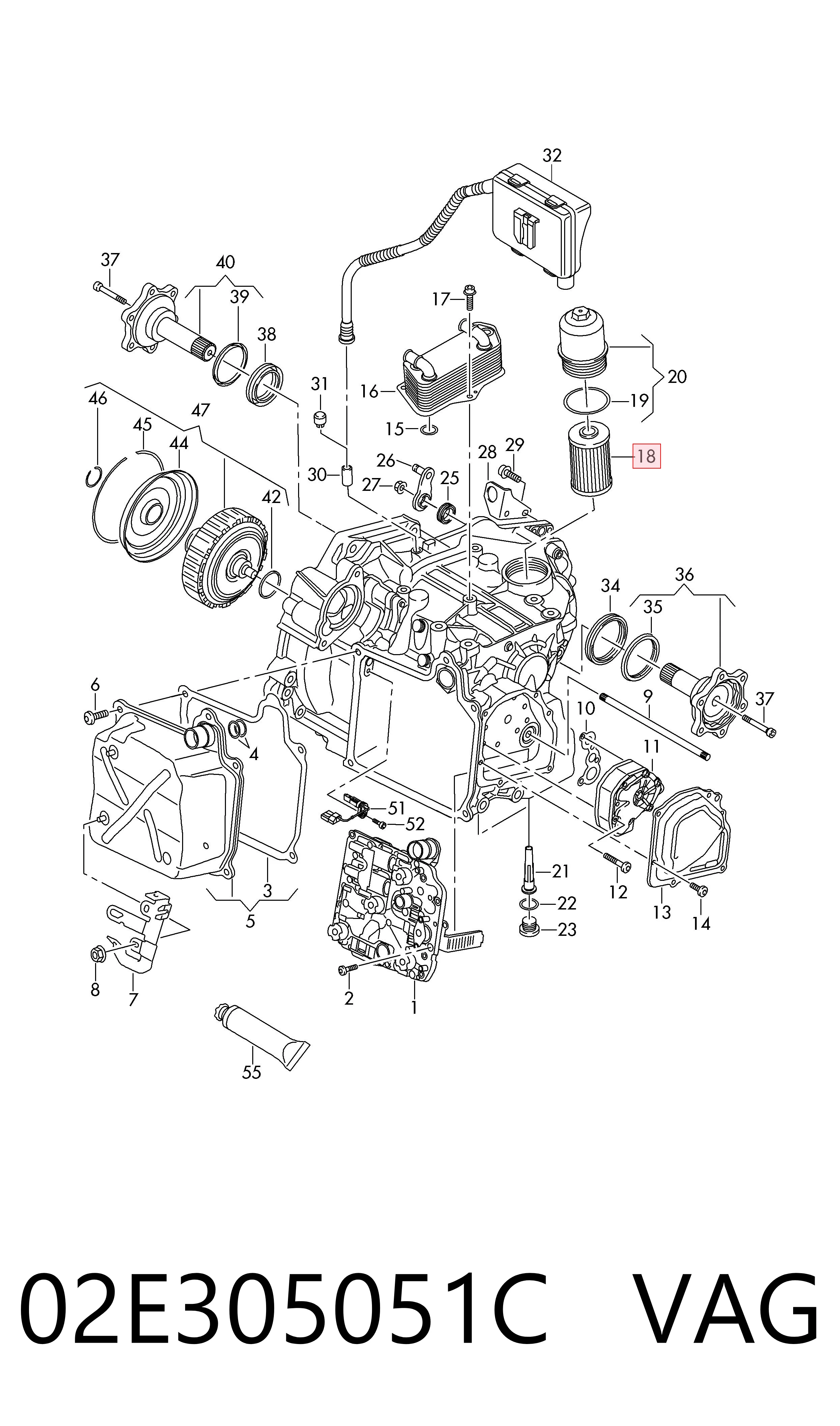 02E305051C VAG Filtro hidráulico transmisión automática