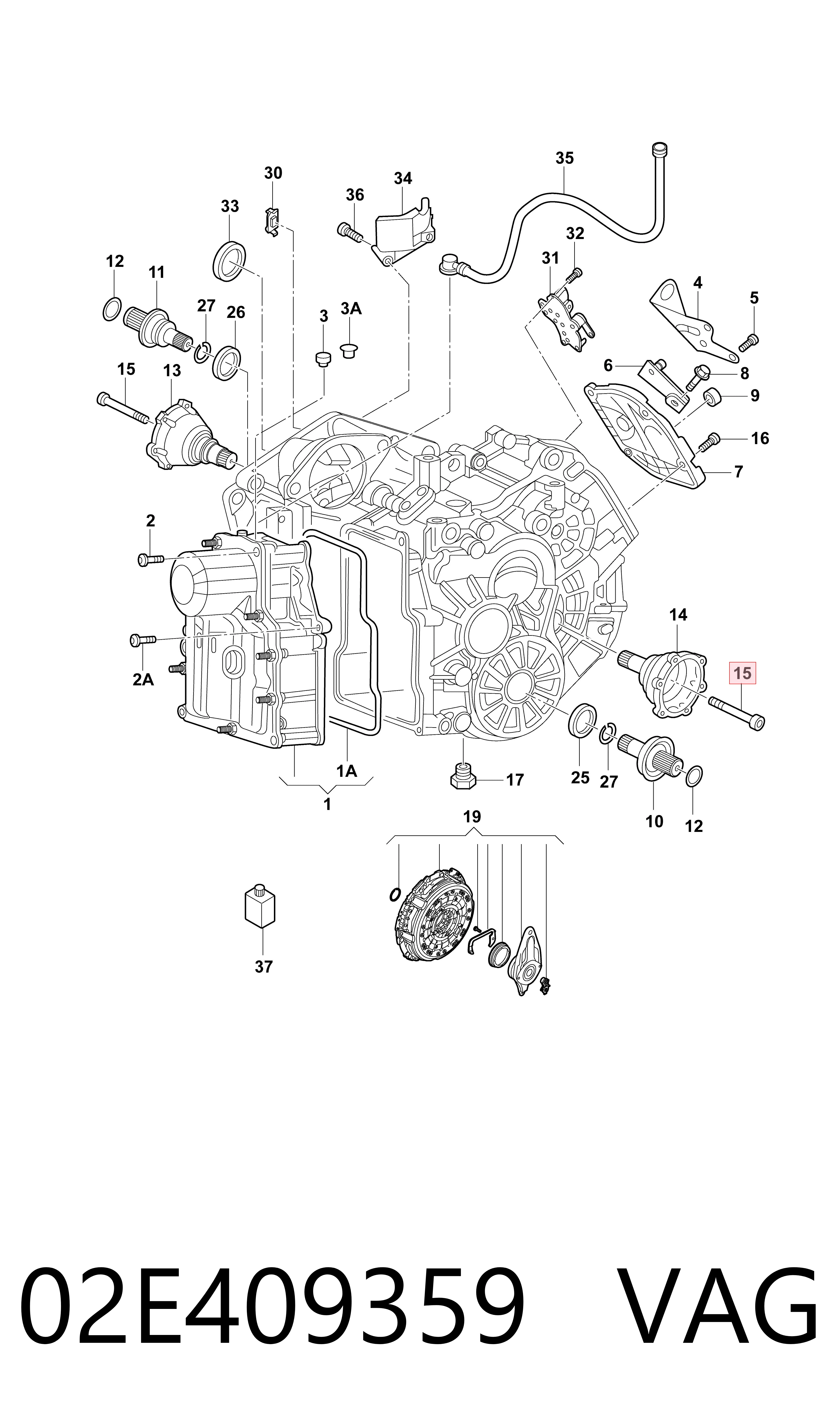 02E409359 VAG Semieje delantero derecho