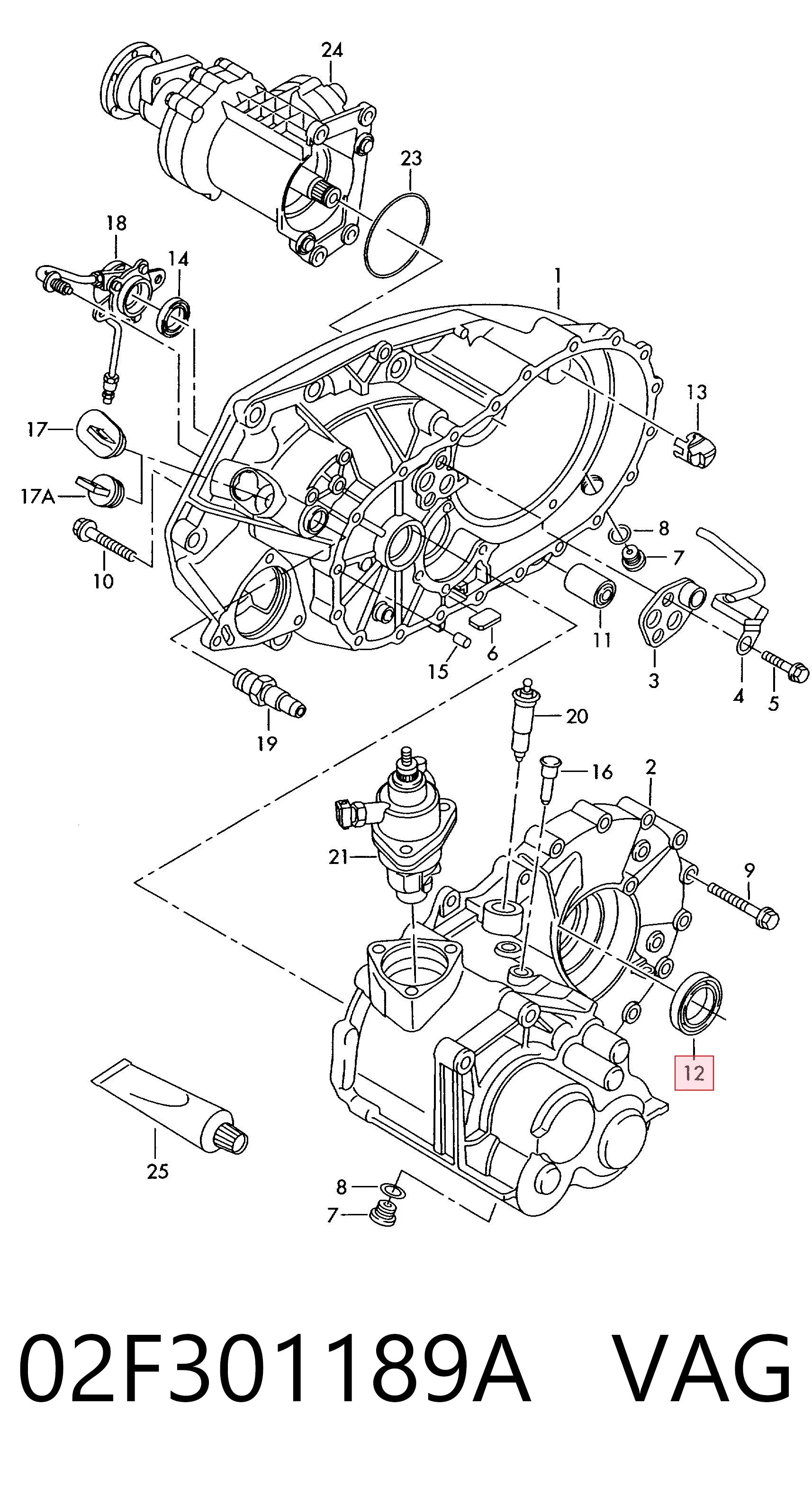 02F301189A VAG Retén del semieje delantero