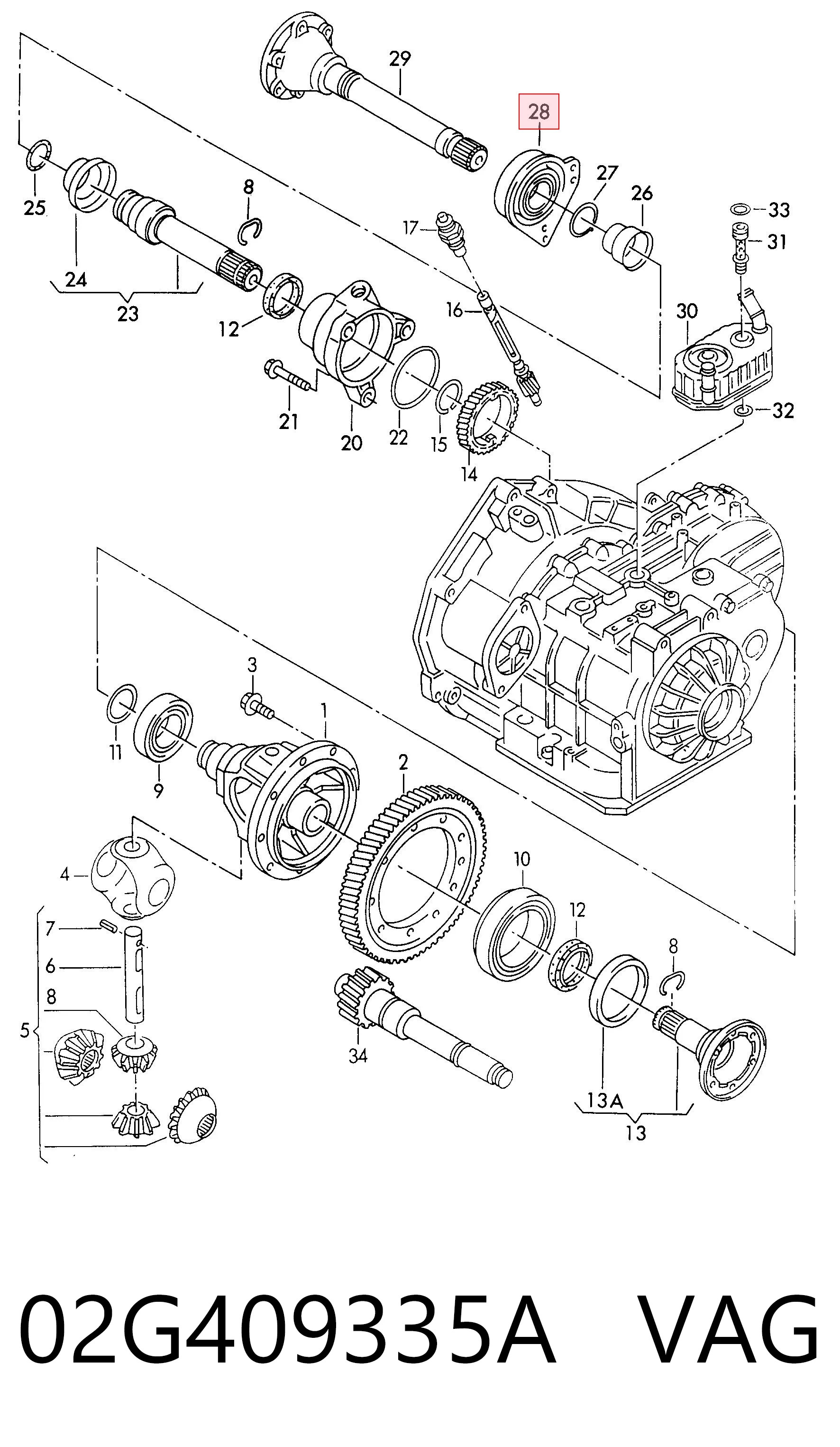 02G409335A VAG Soporte de rodamiento intermedio del semieje delantero