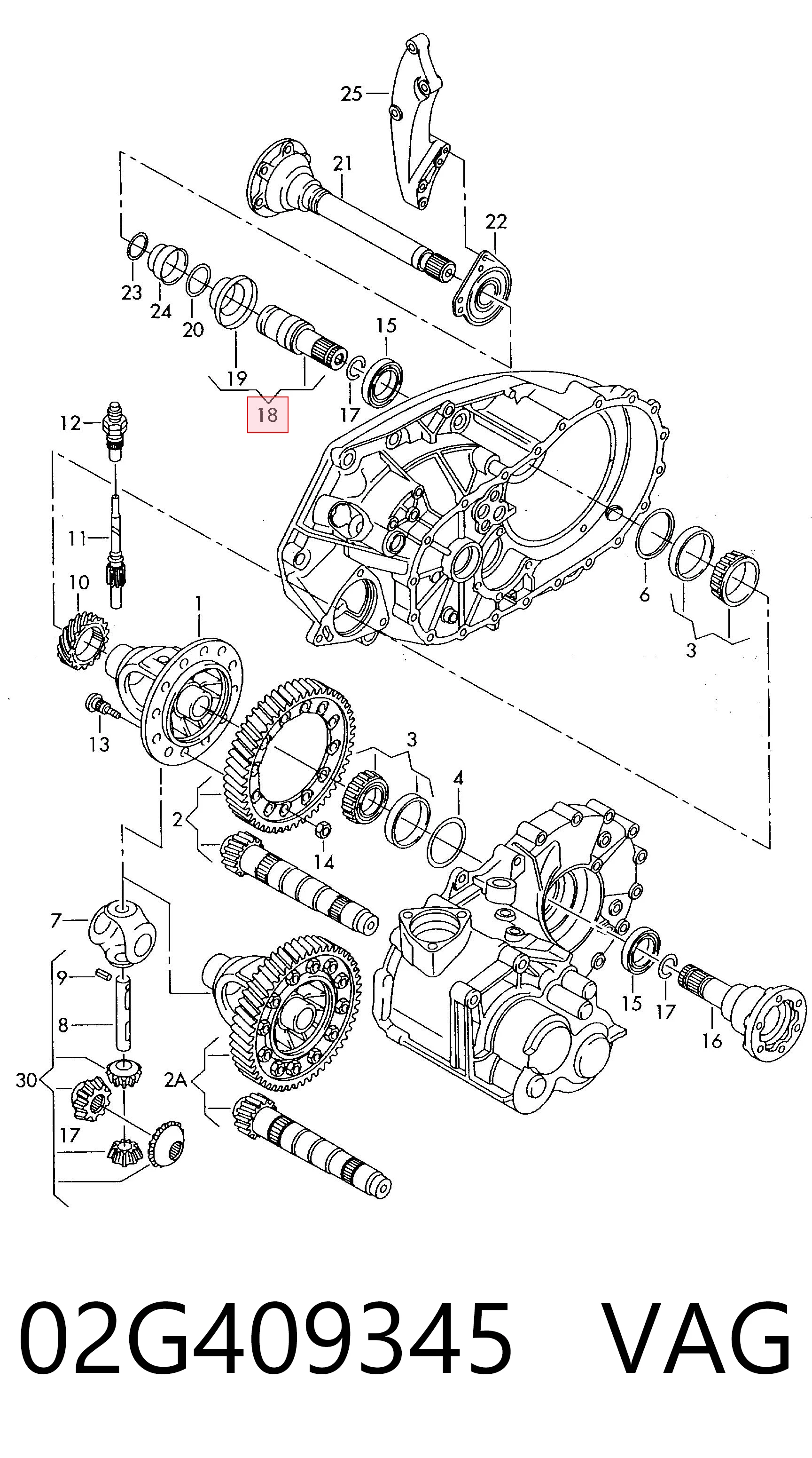 02G409345 VAG Árbol de transmisión intermedio