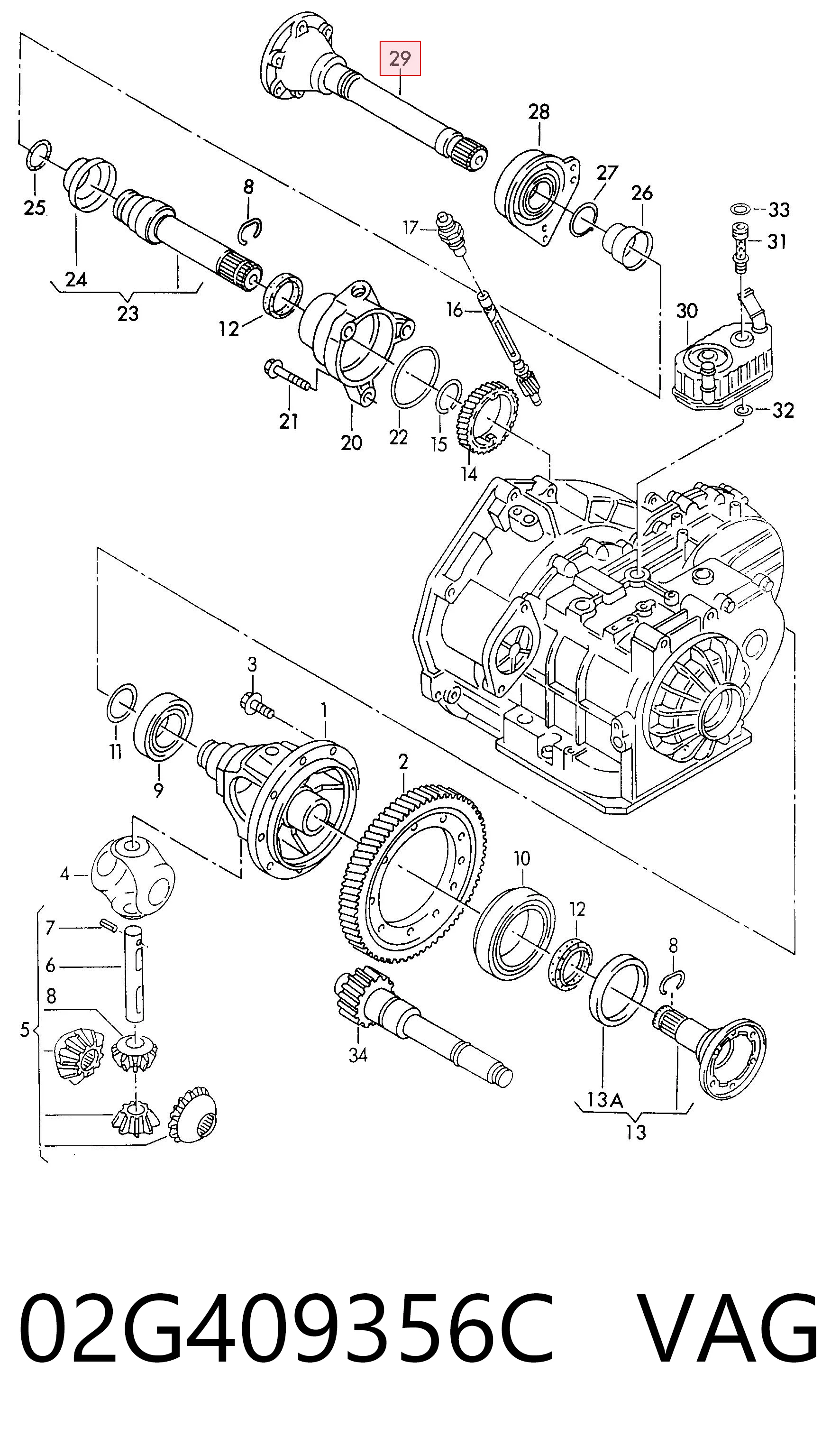 02G409356C VAG Árbol de transmisión intermedio