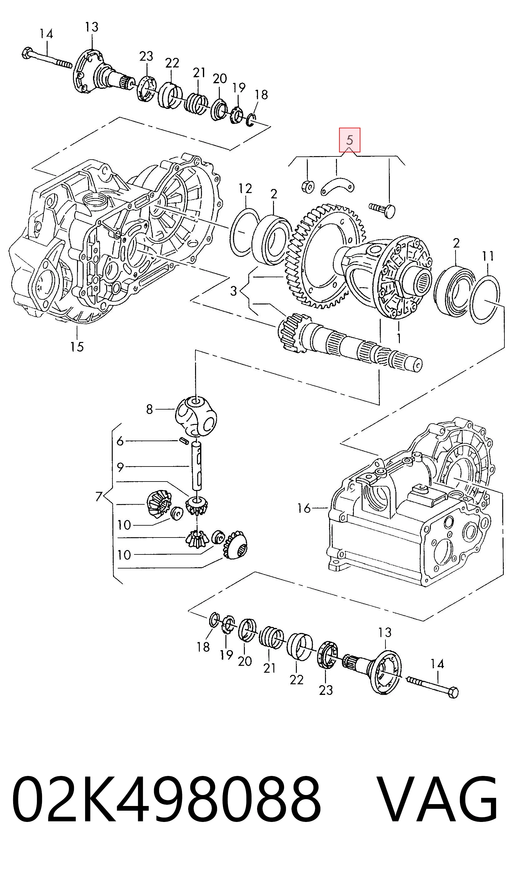 02K498088 VAG Conjunto de reparación de caja de cambios