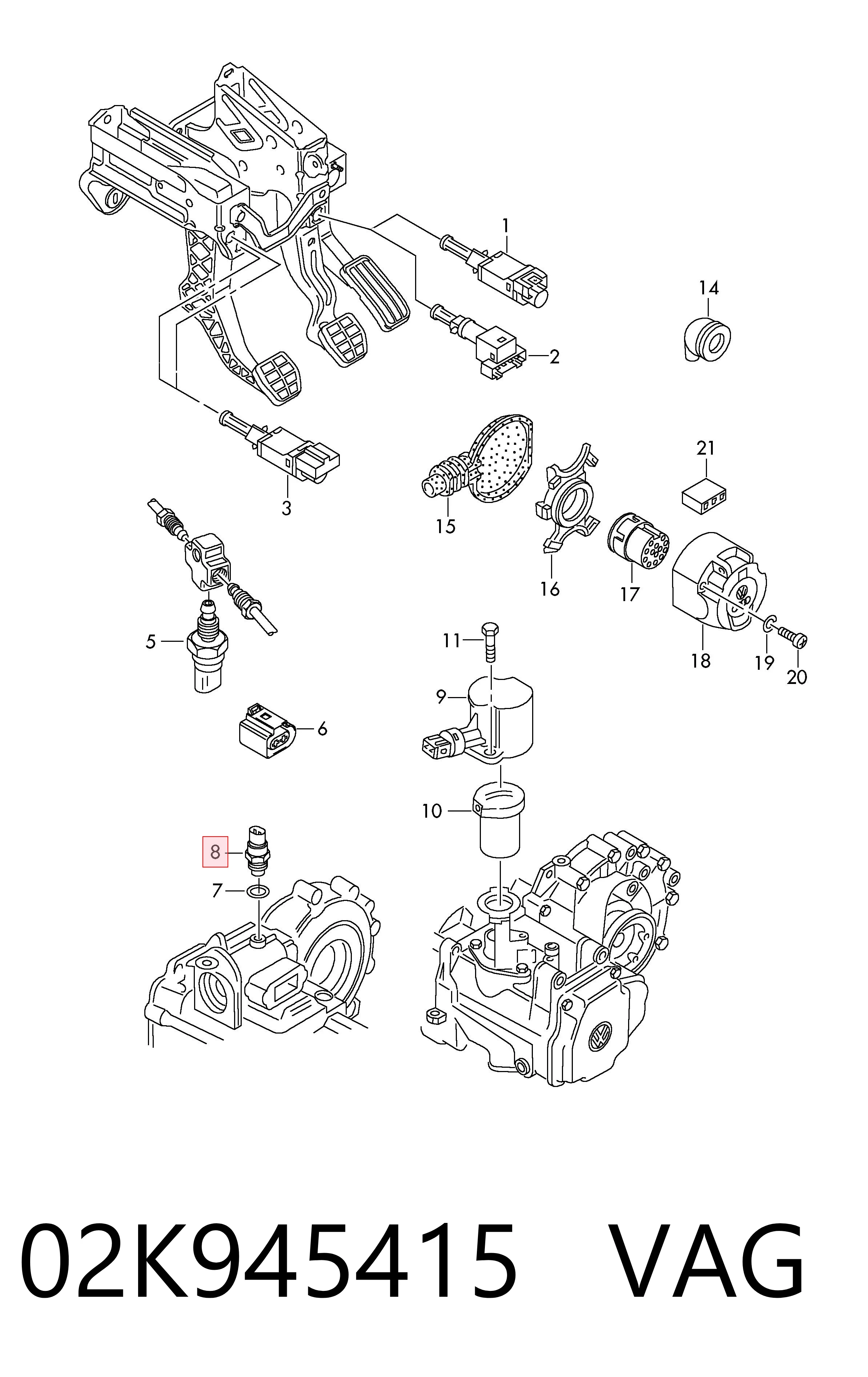 02K945415 VAG Interruptor de marcha atras