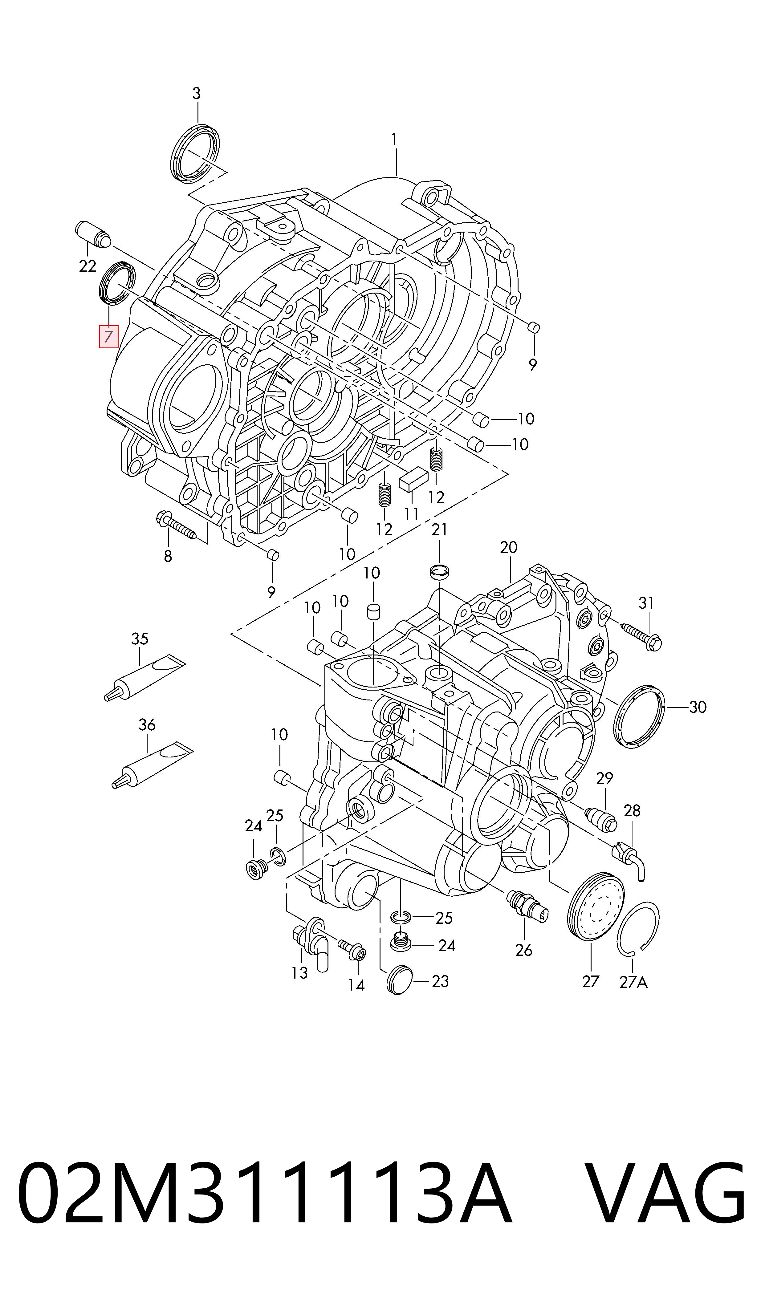 02M311113A VAG Retén del cigüeñal frontal