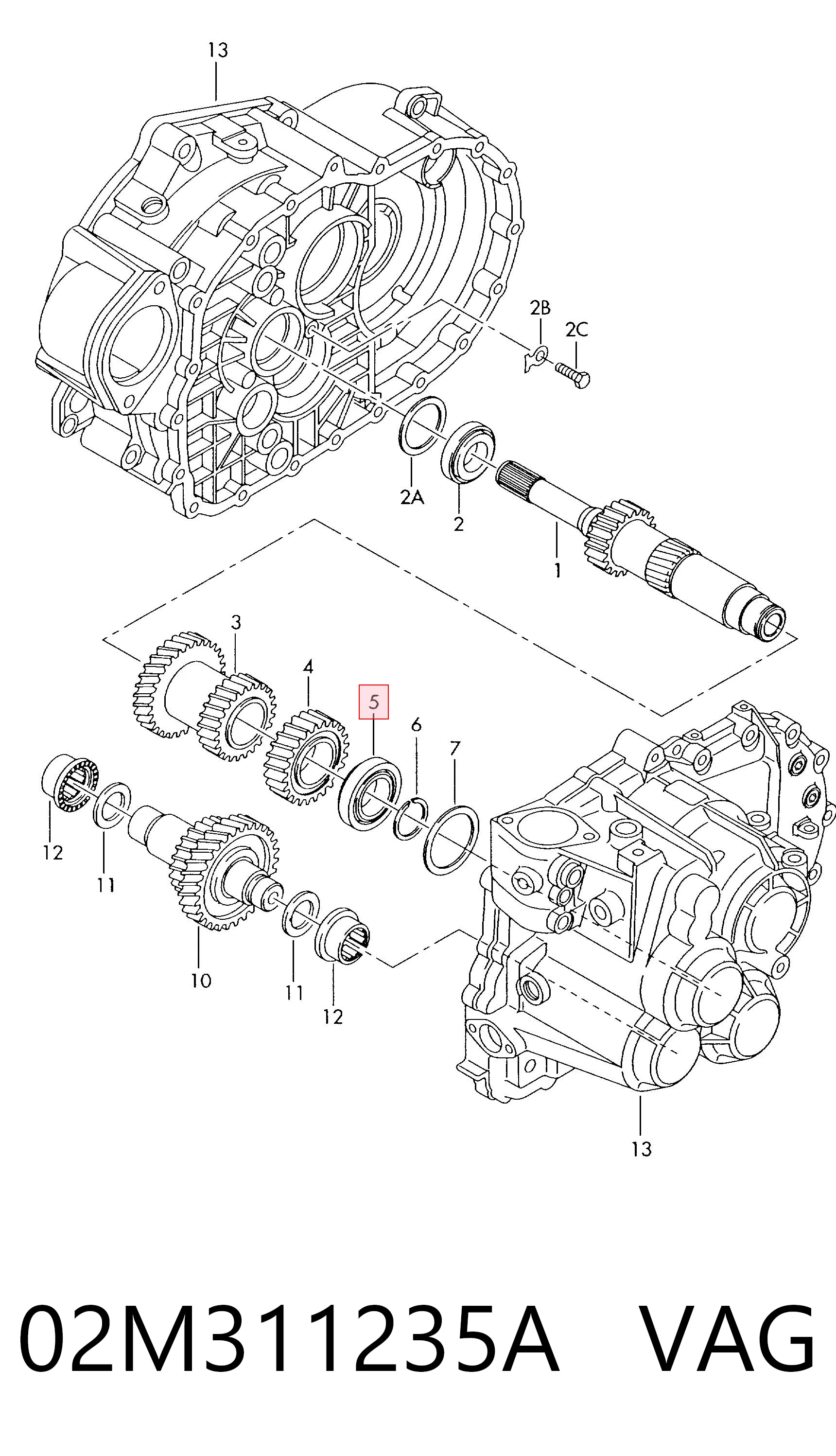 Cojinete, caja de cambios 02M311235A VAG