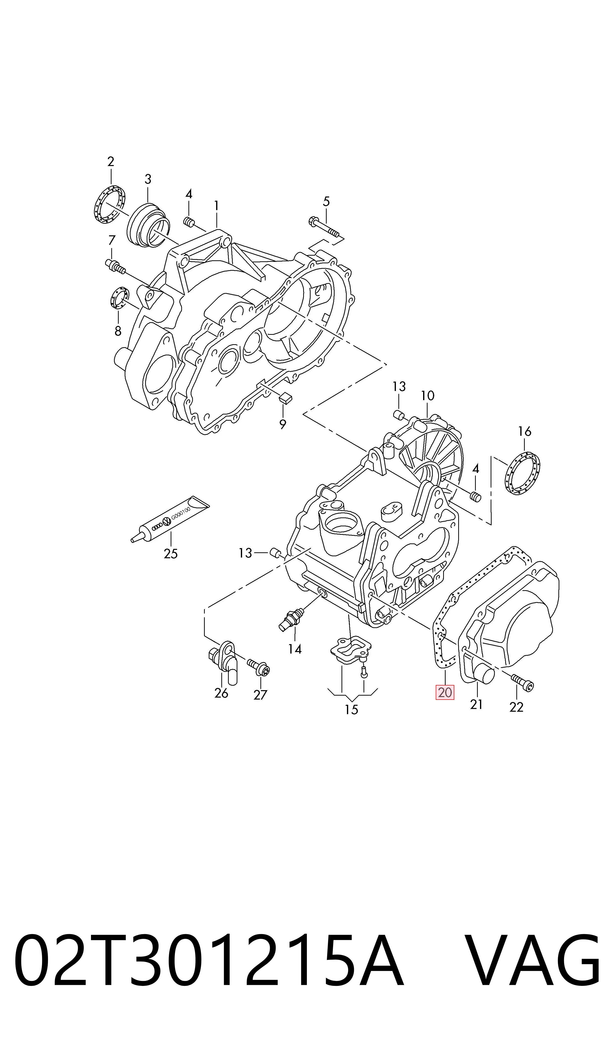 02T301215A VAG Junta de tapa de caja de cambios