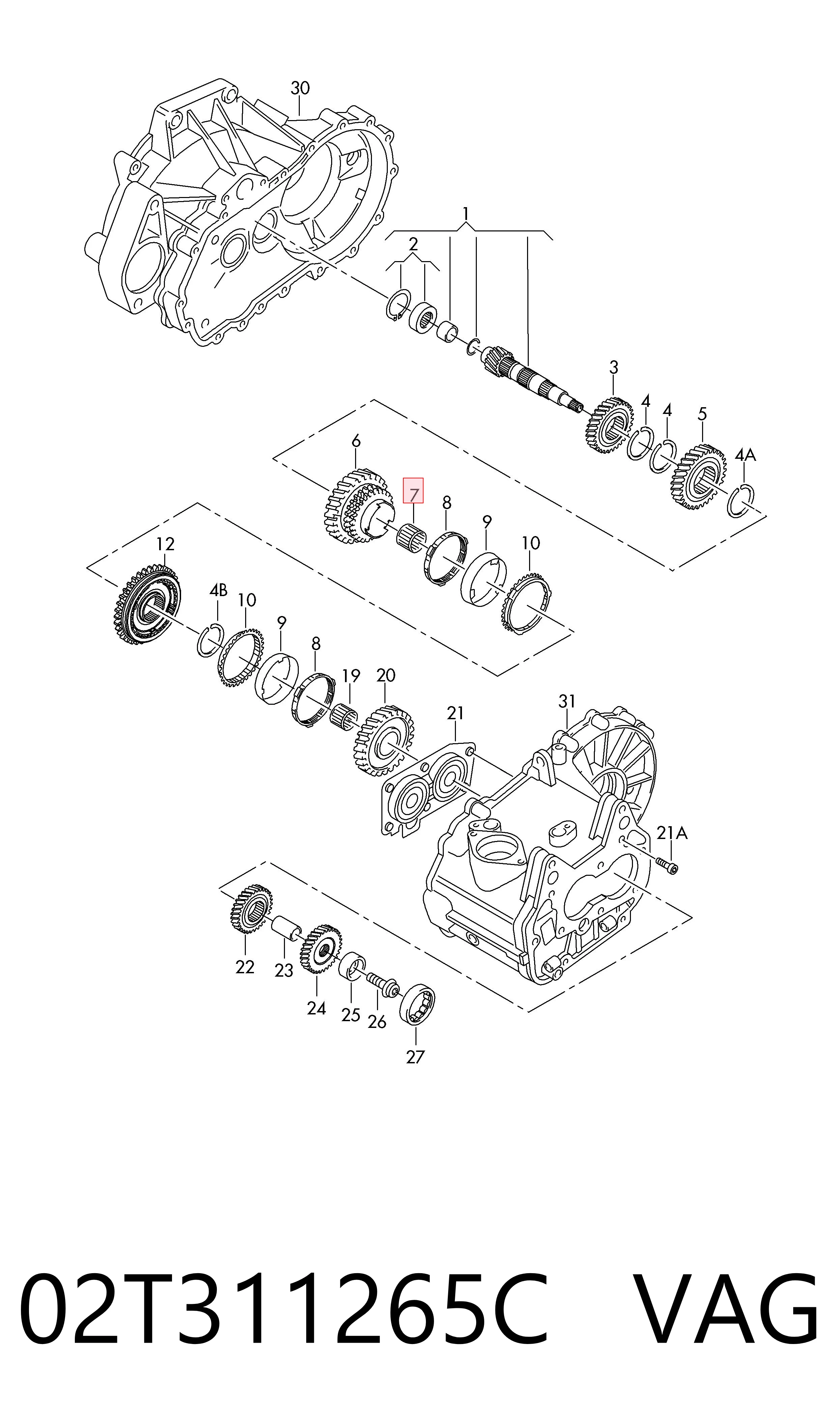 Rodamiento caja de cambios VAG 02T311265C precio, desde 4,36 EUR