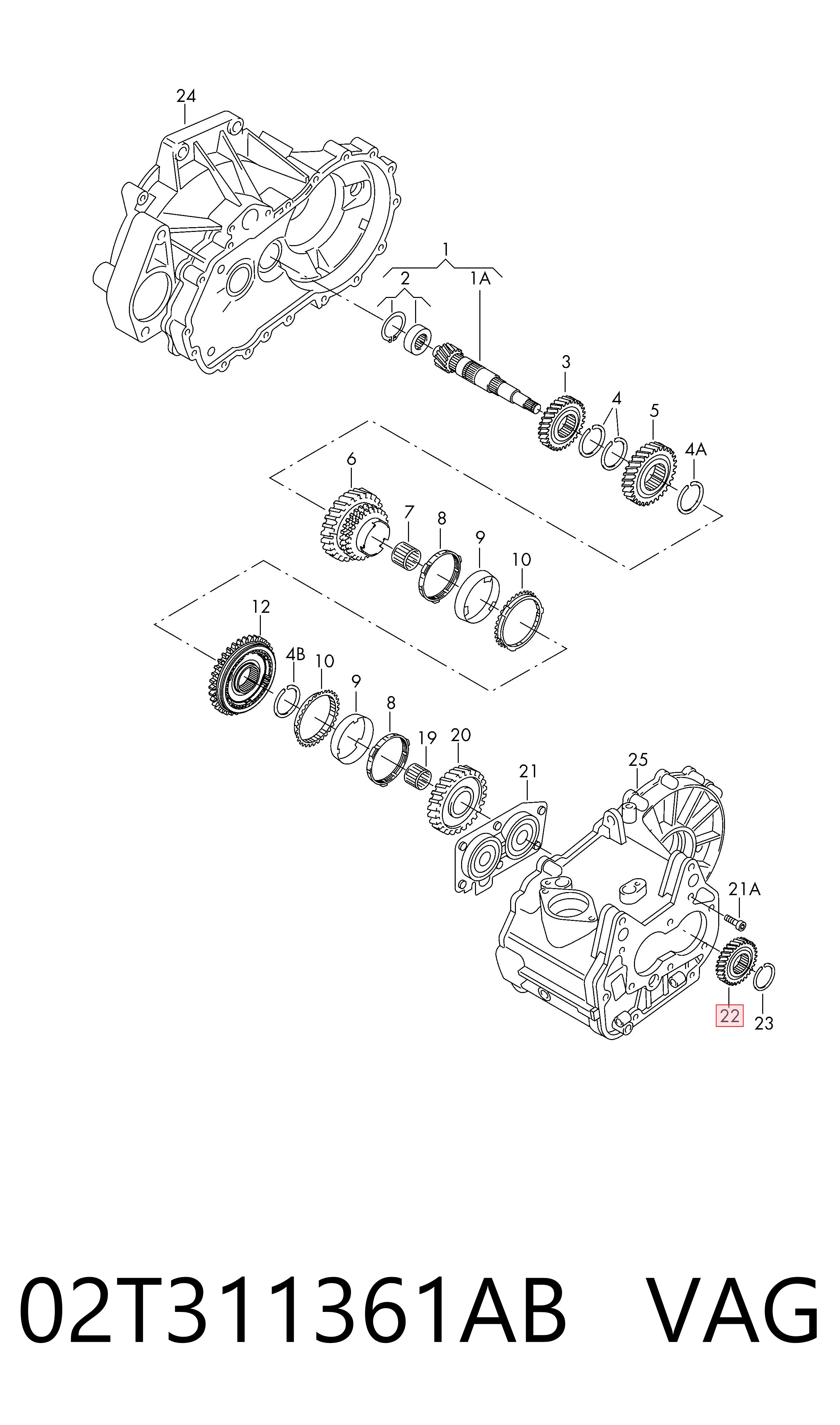 Engranaje conducido de quinta velocidad VAG 02T311361AB precio, desde 38,75 EUR