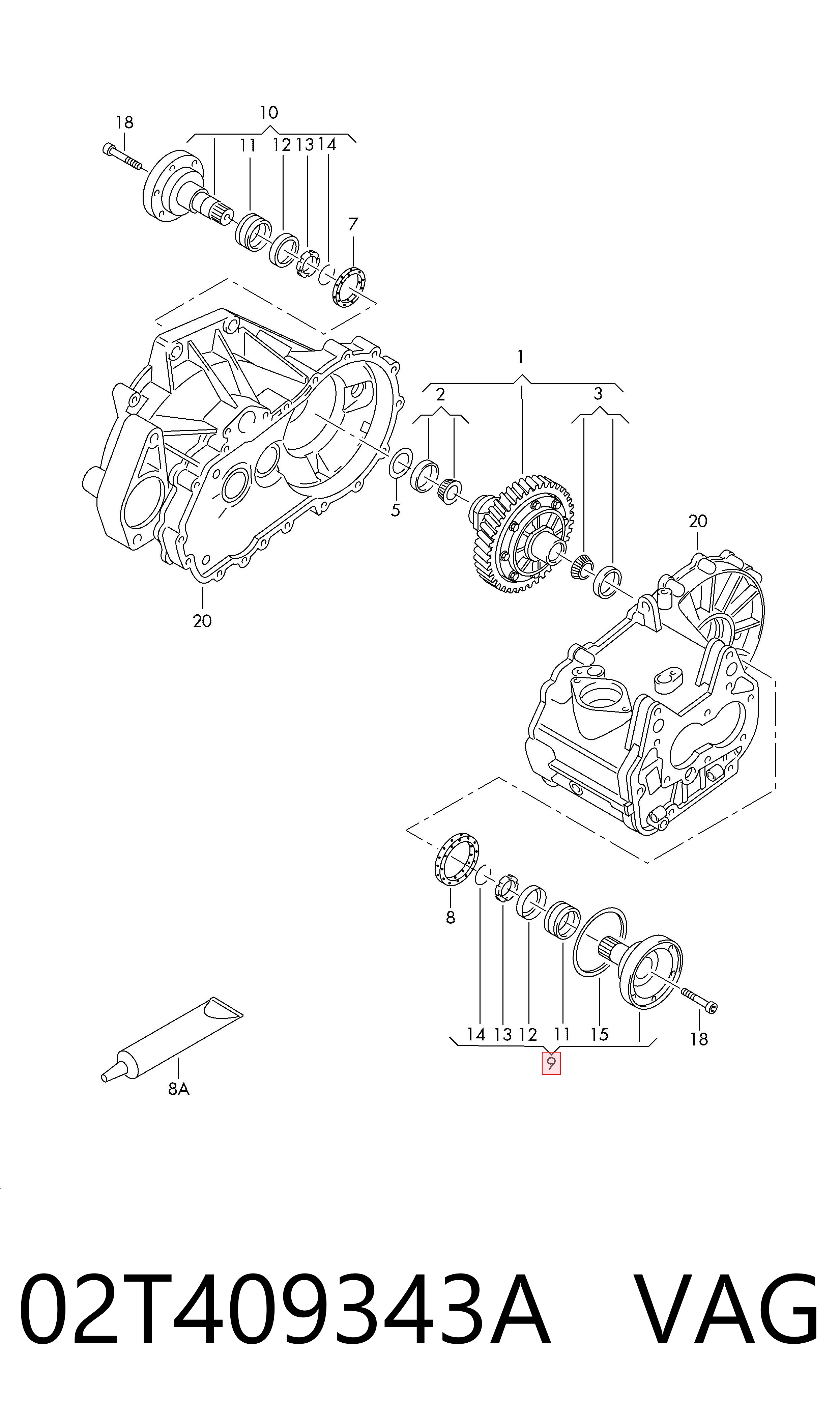 02T409343A VAG Árbol de transmisión intermedio