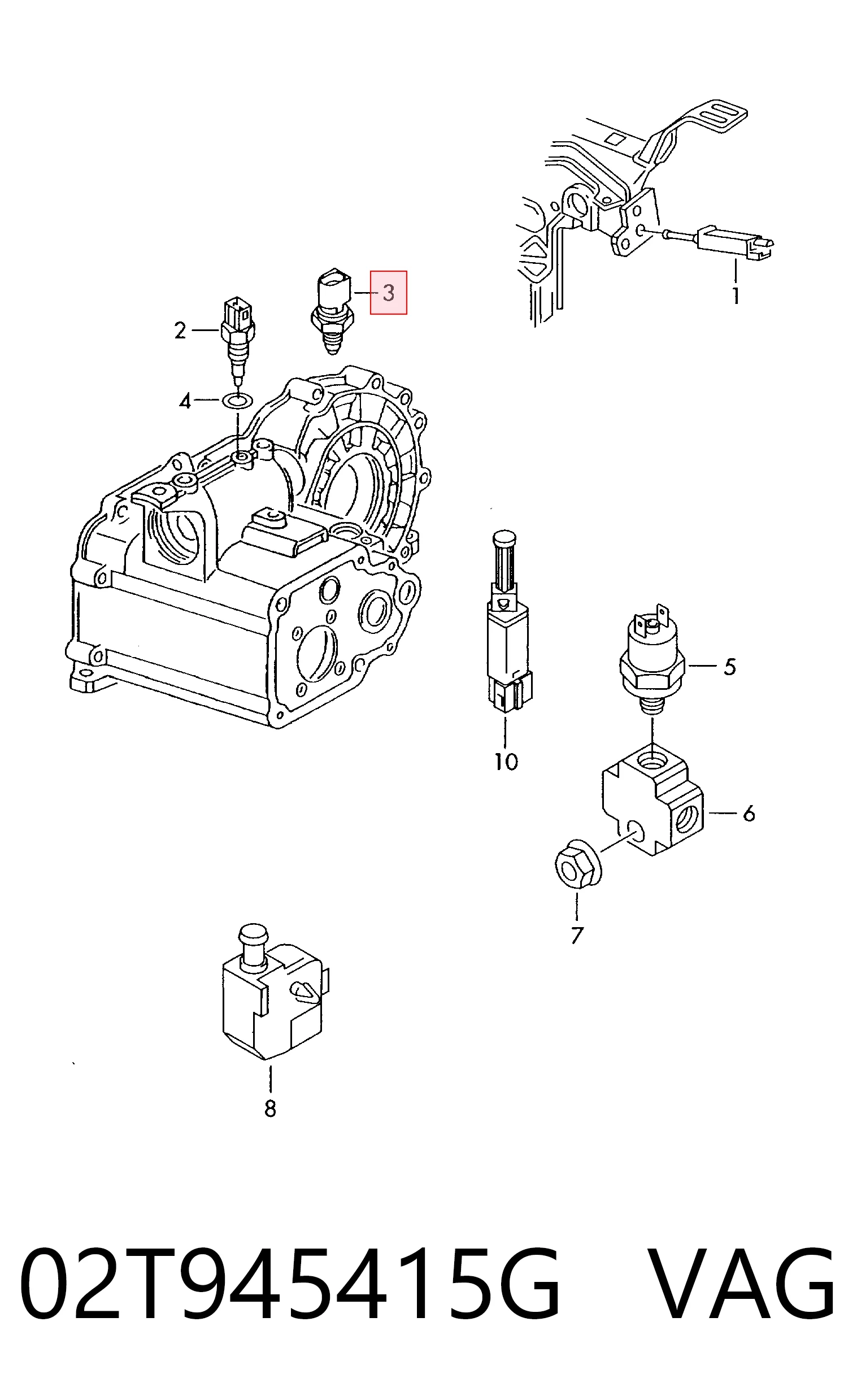 Interruptor de marcha atrás para Volkswagen Caddy 2KB, 2KJ, 2CB, 2CJ