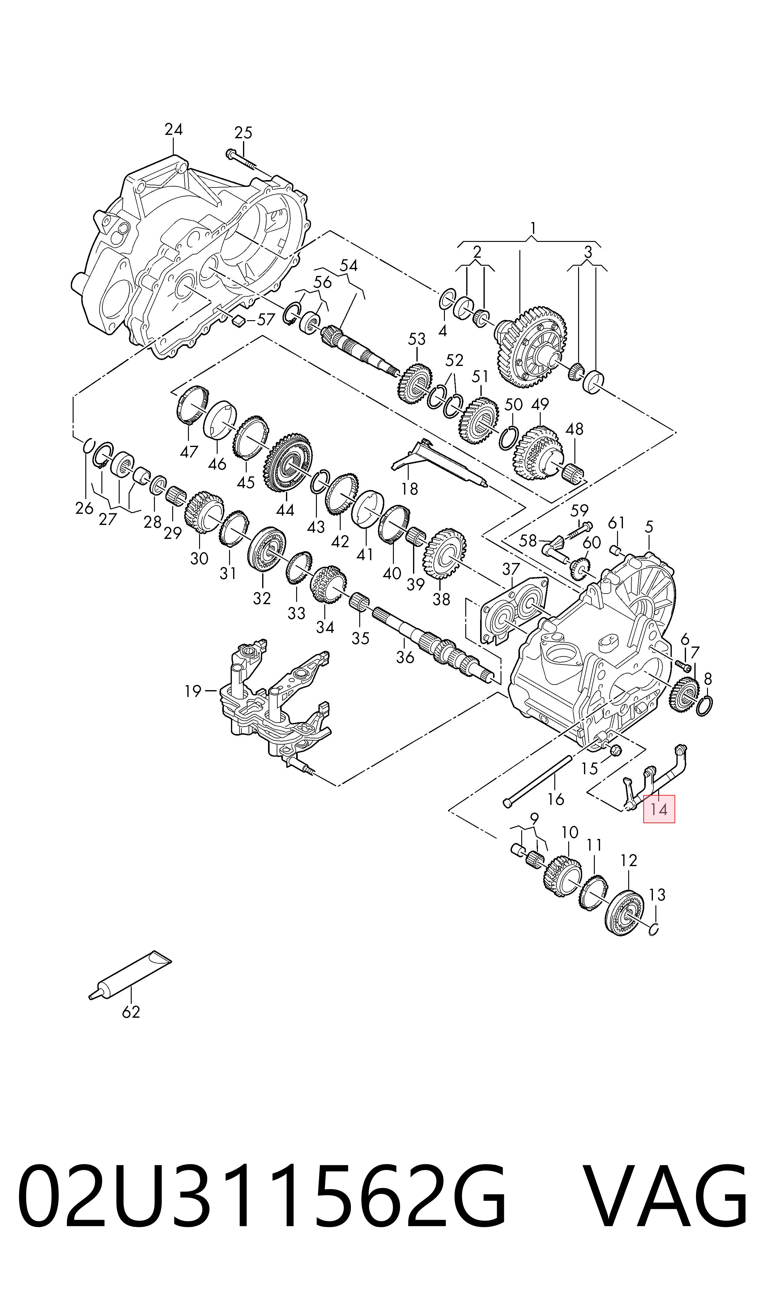 Comprar 02U311562G VAG Horquilla de cambio de la caja de cambios