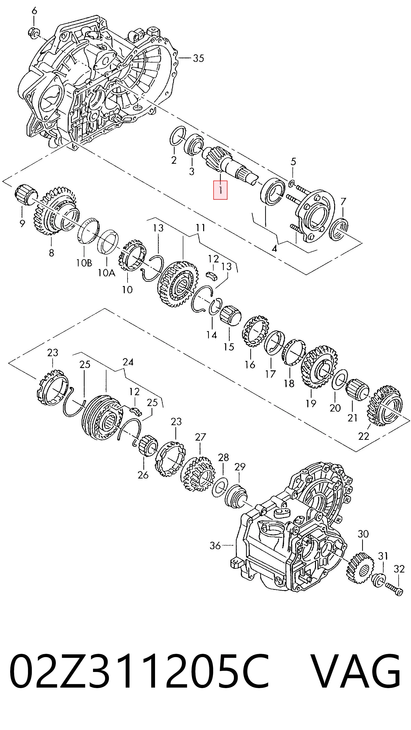 02Z311205C VAG Eje secundario de la caja de cambios
