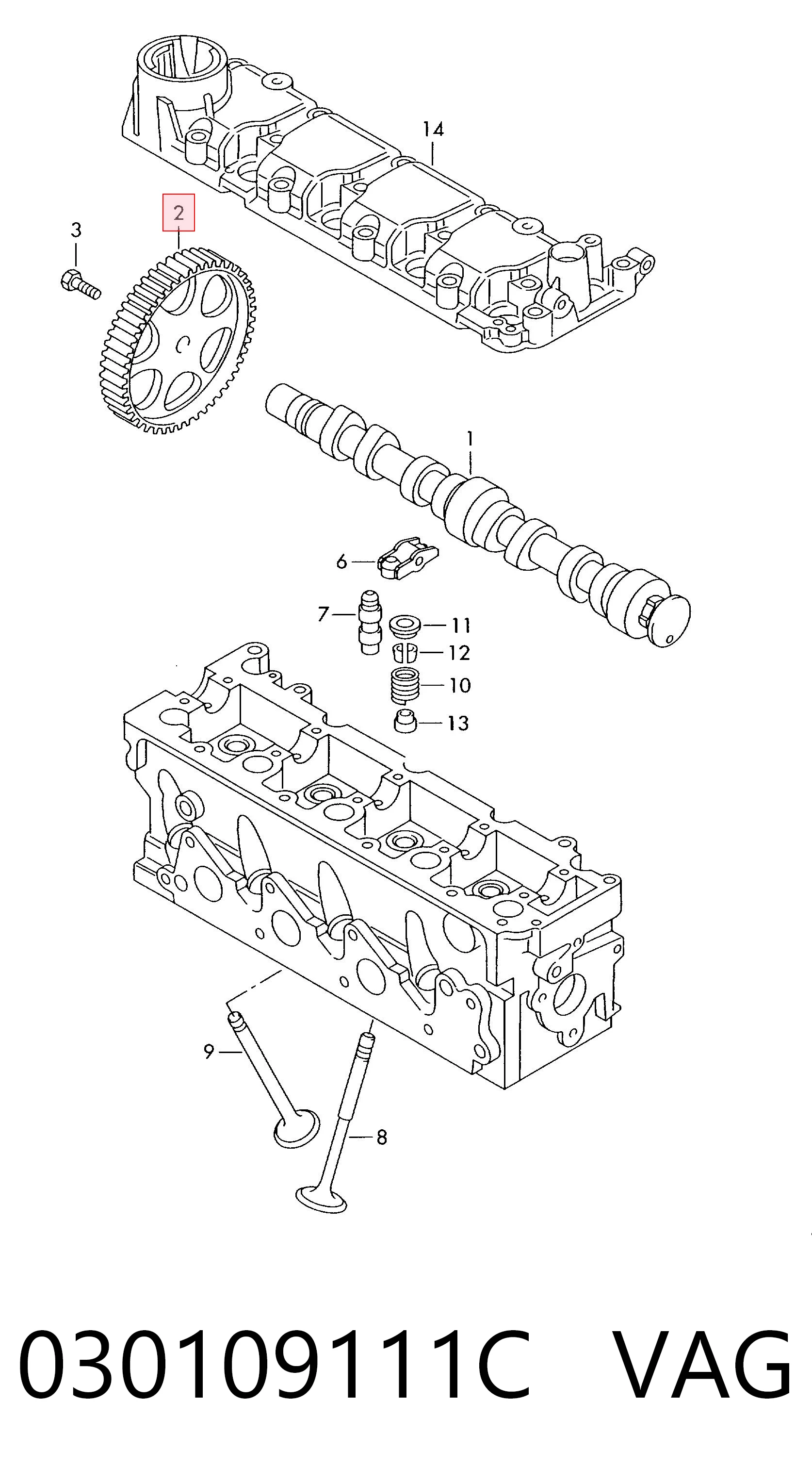 Engranaje árbol de levas para Volkswagen Jetta II 19E, 1G2, 165, 167