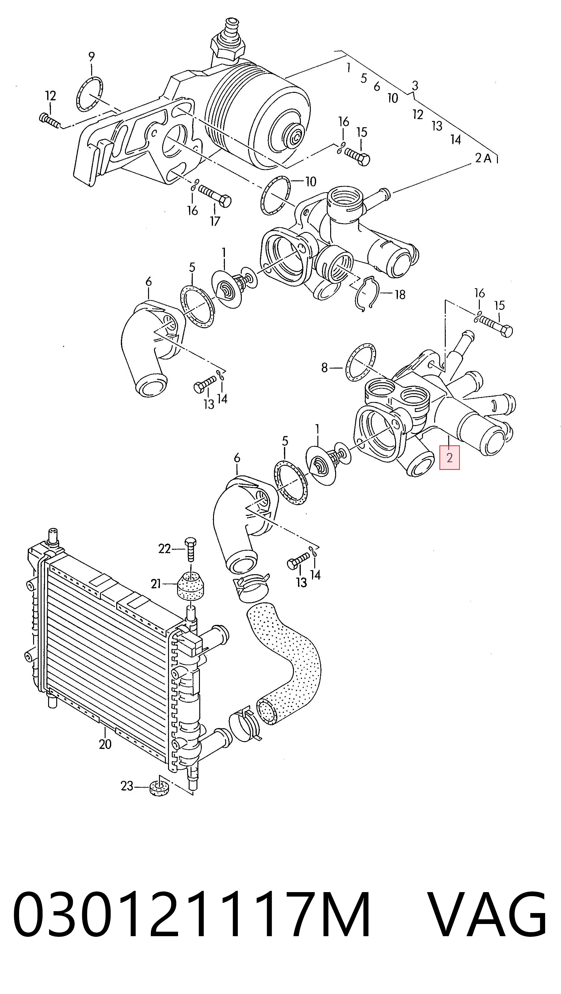 Caja termostato para Volkswagen Jetta II (19E, 1G2, 165, 167)