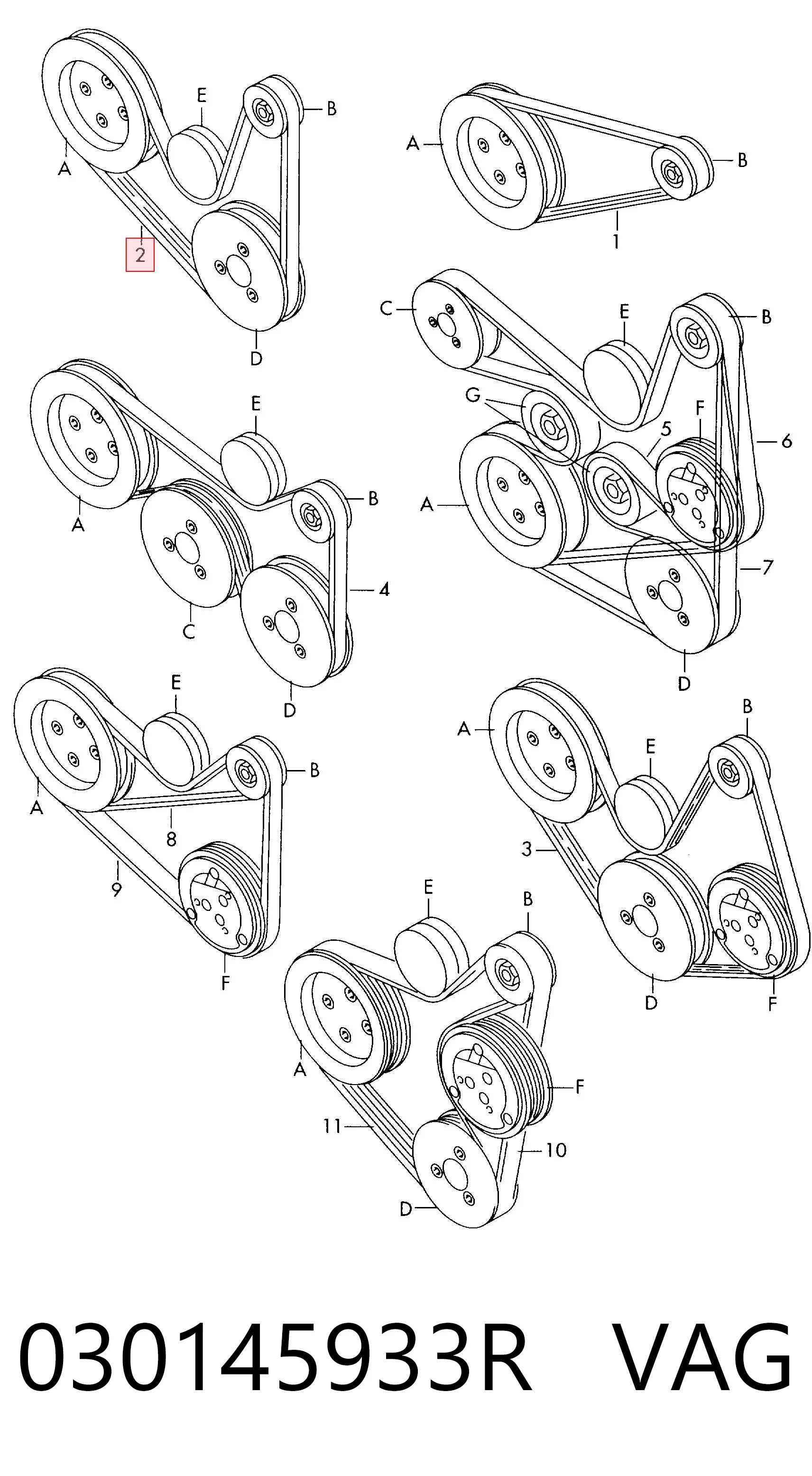 Correa de transmisión trapezoidal VAG 030145933R precio, desde 11,54 EUR