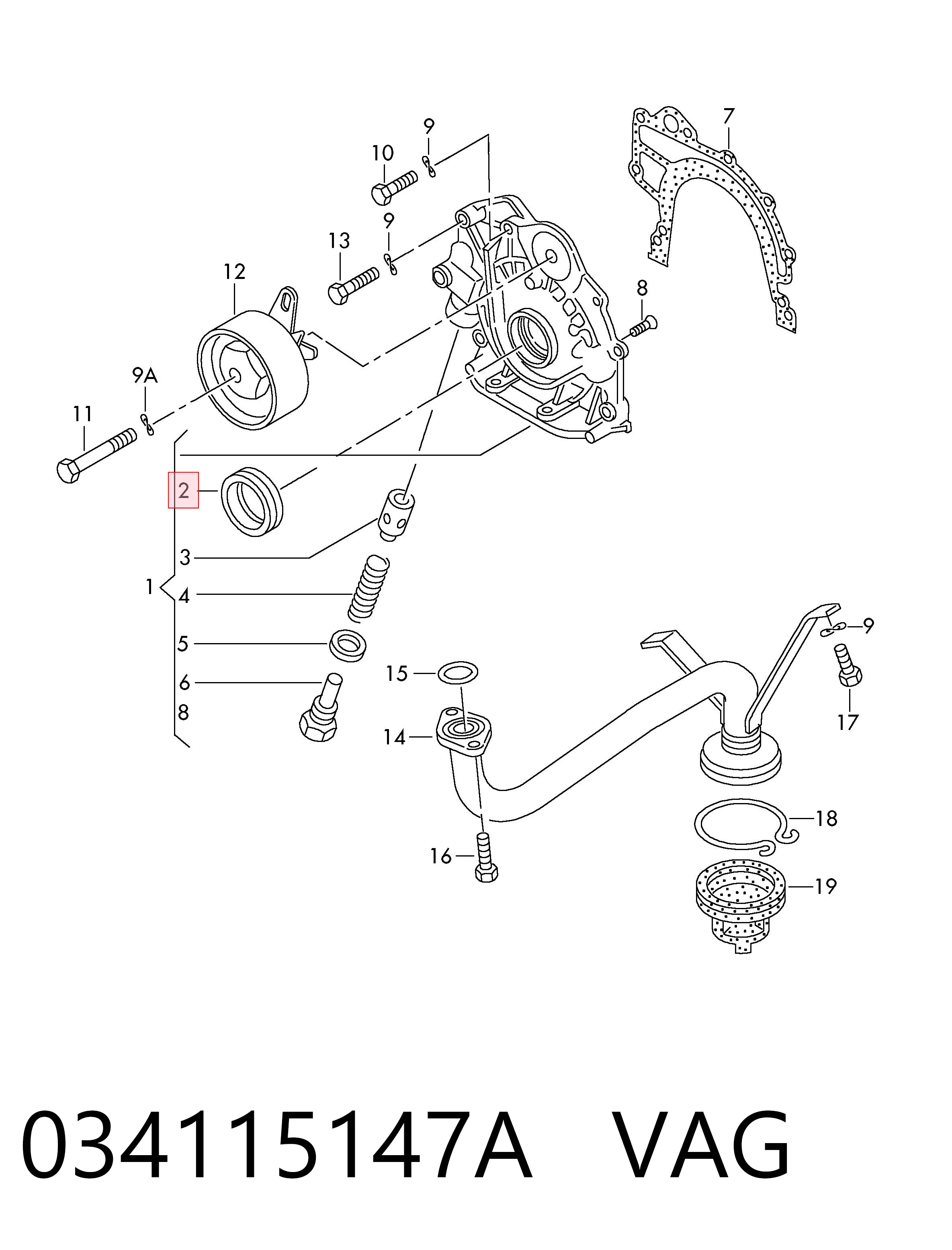 Retén de cigüeñal frontal VAG 034115147A precio, desde 6,31 EUR