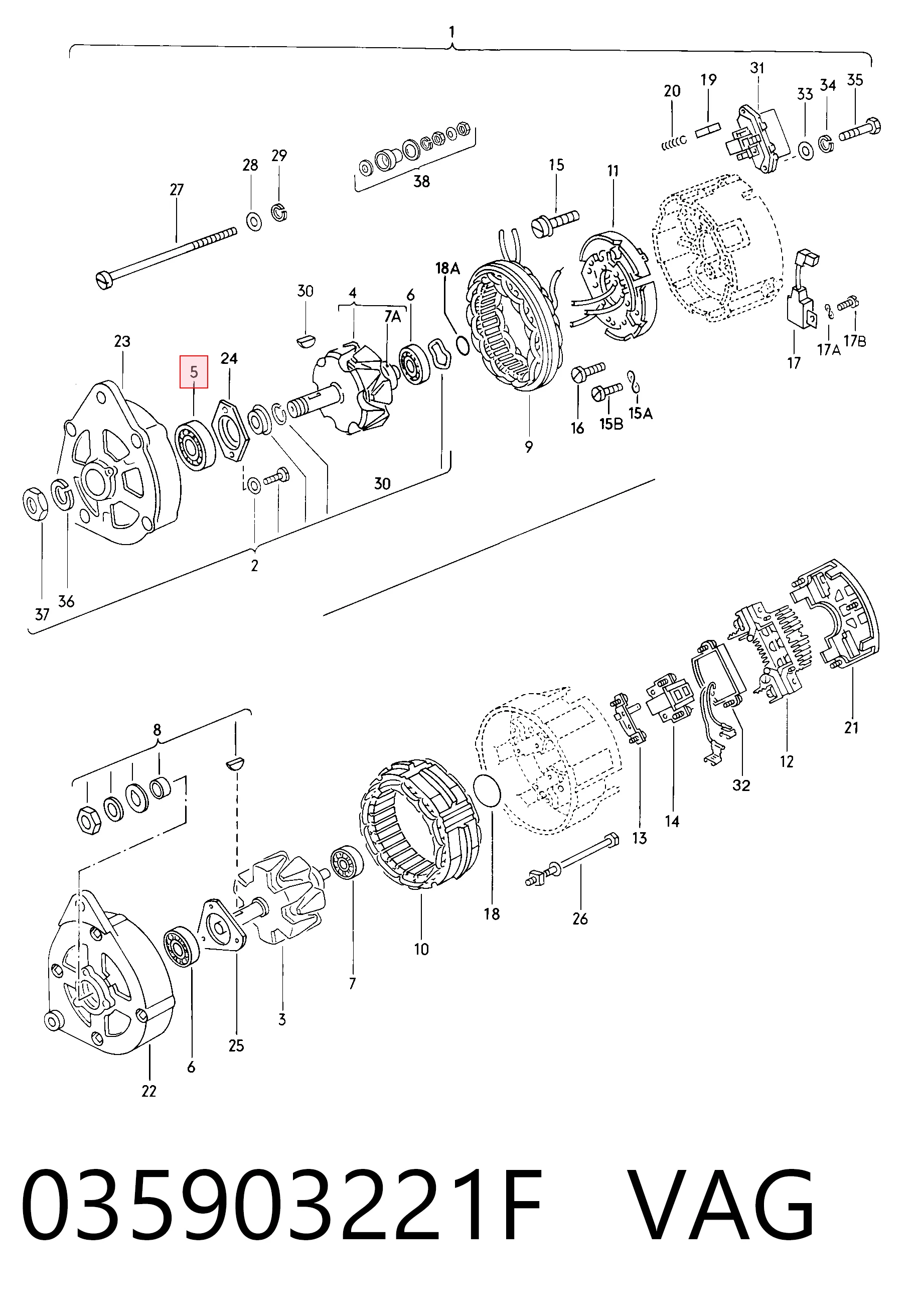 Rodamiento alternador para Ford Sierra BNC