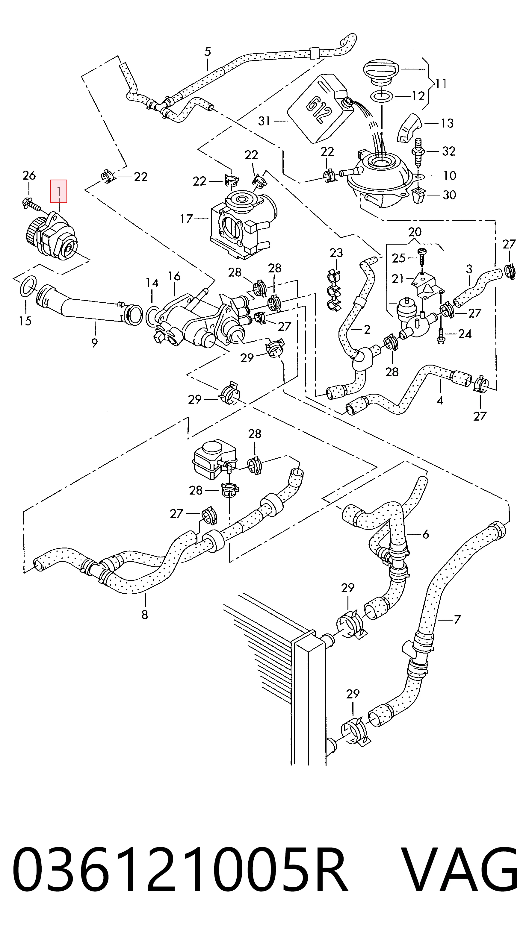 Bomba de agua para Volkswagen Golf 1K5