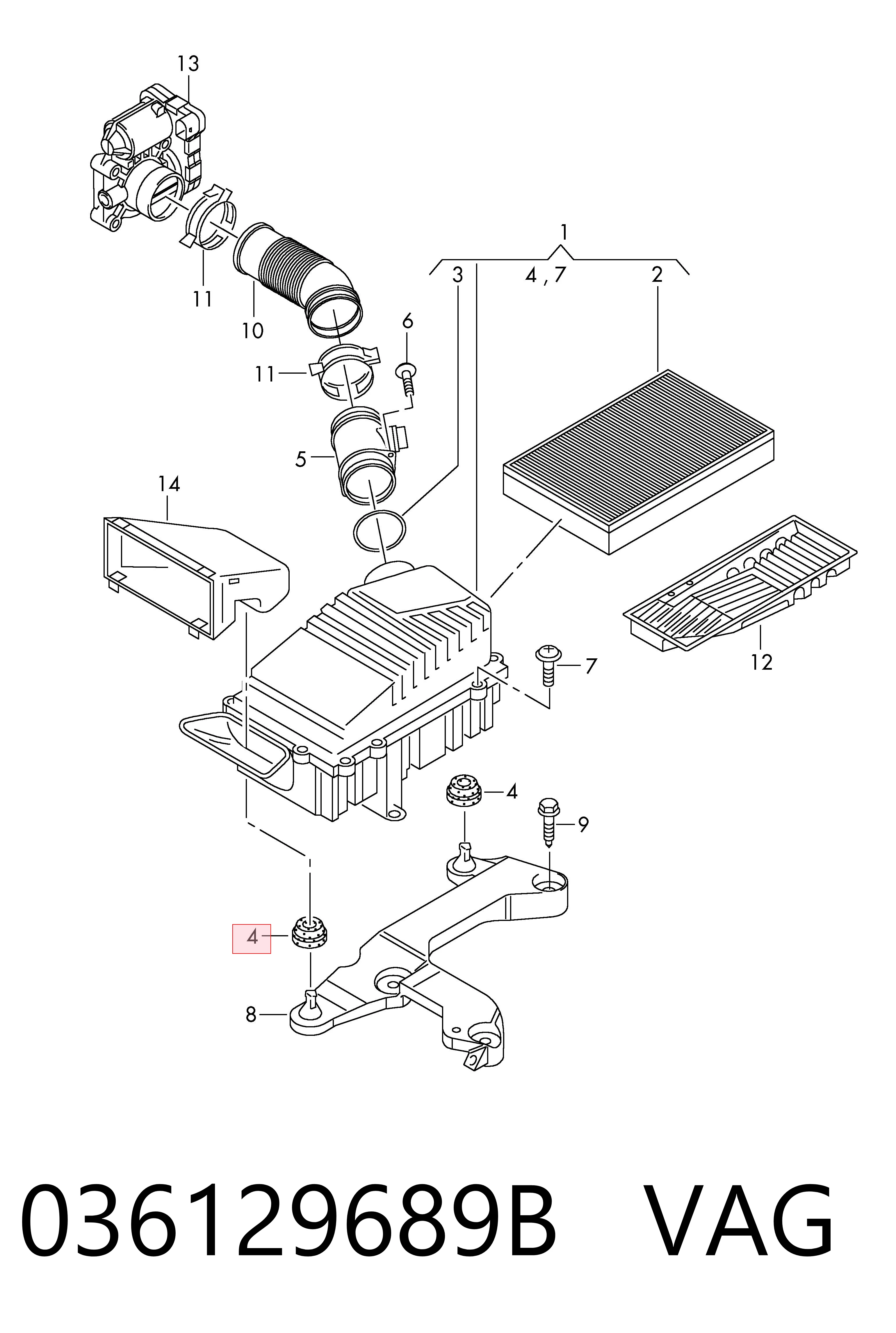 036129689B VAG Soporte de la caja del filtro de aire