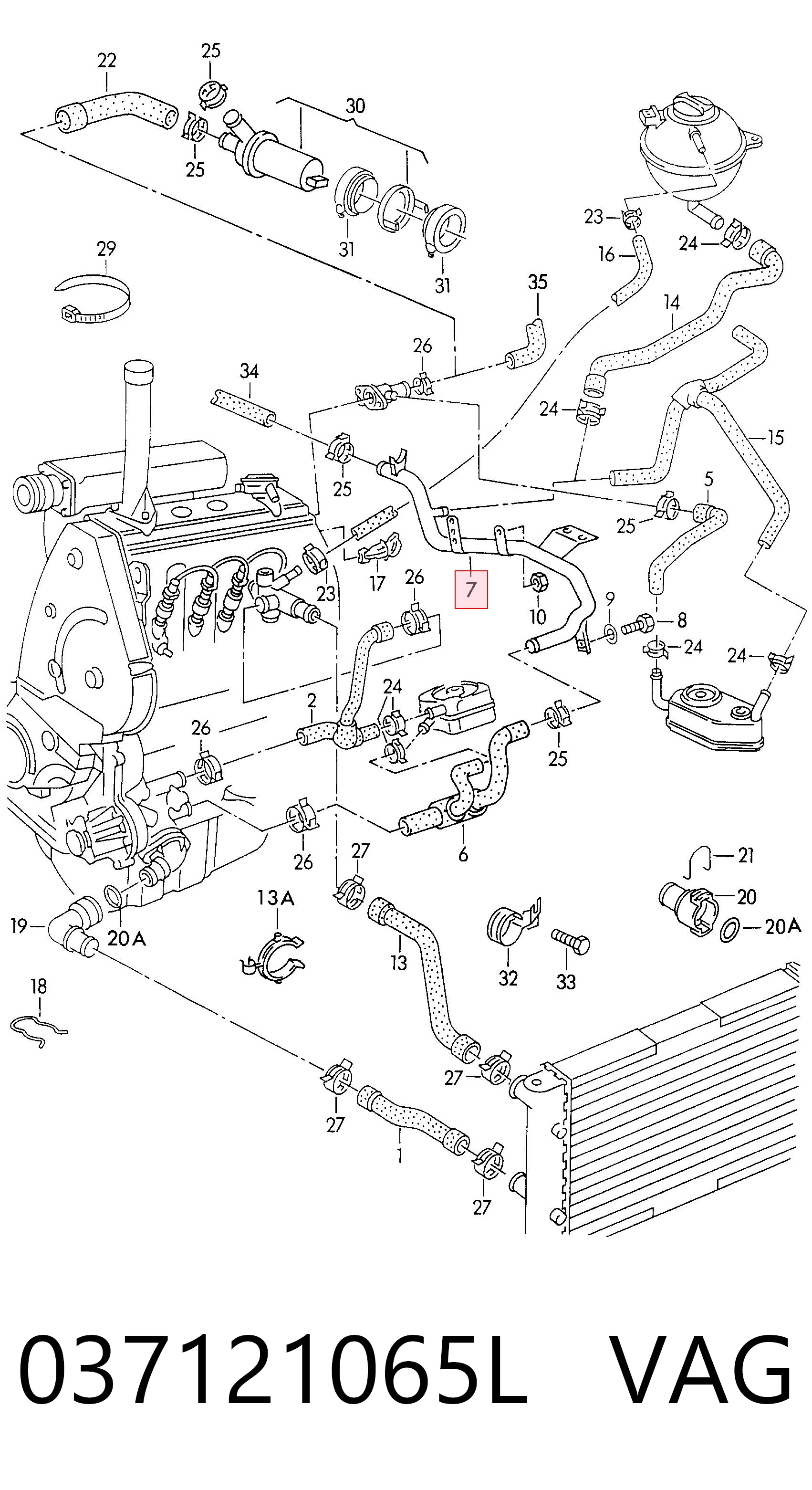 037121065L VAG Manguera de refrigeración