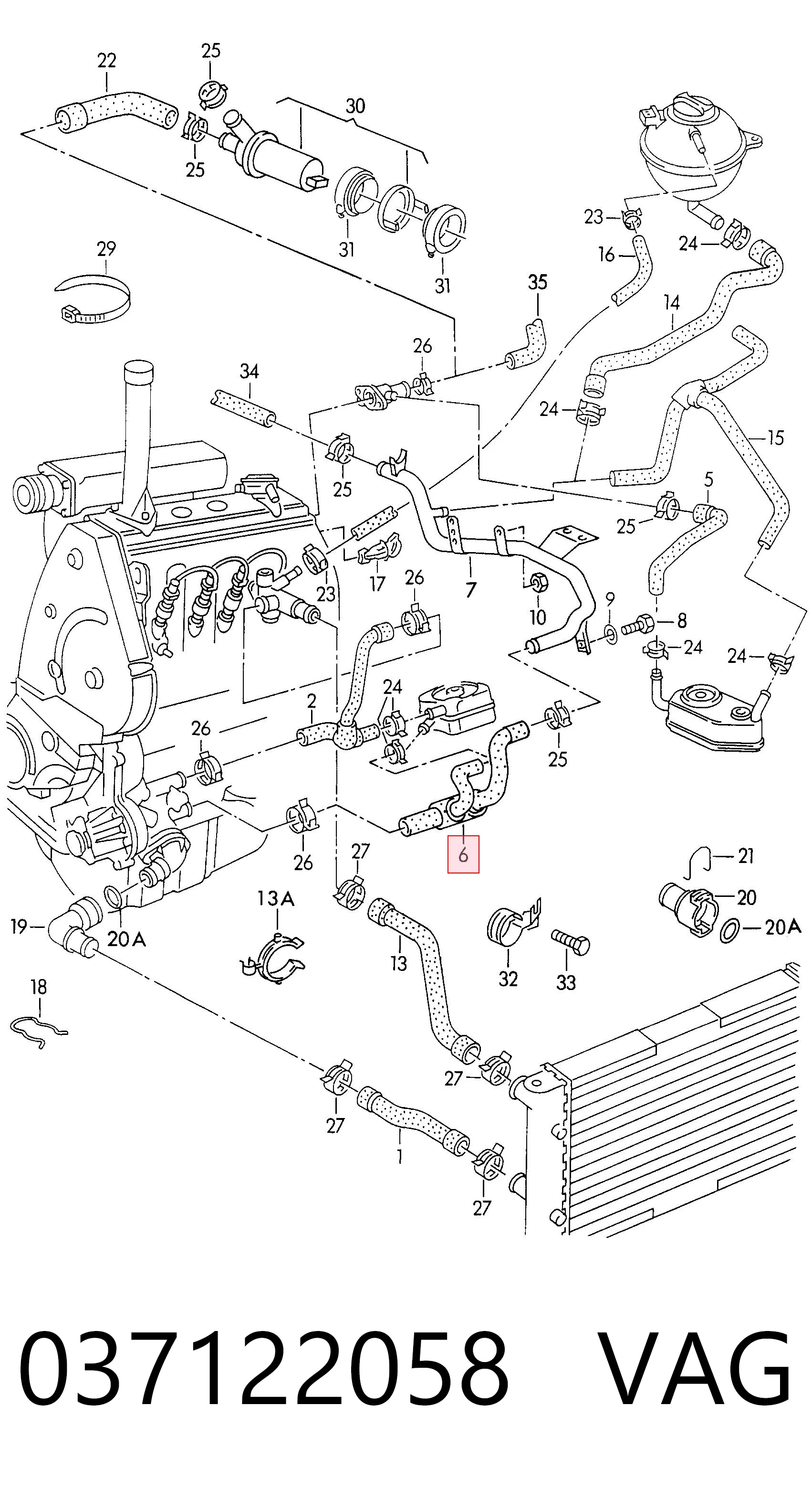 037122058 VAG Manguera de refrigeración
