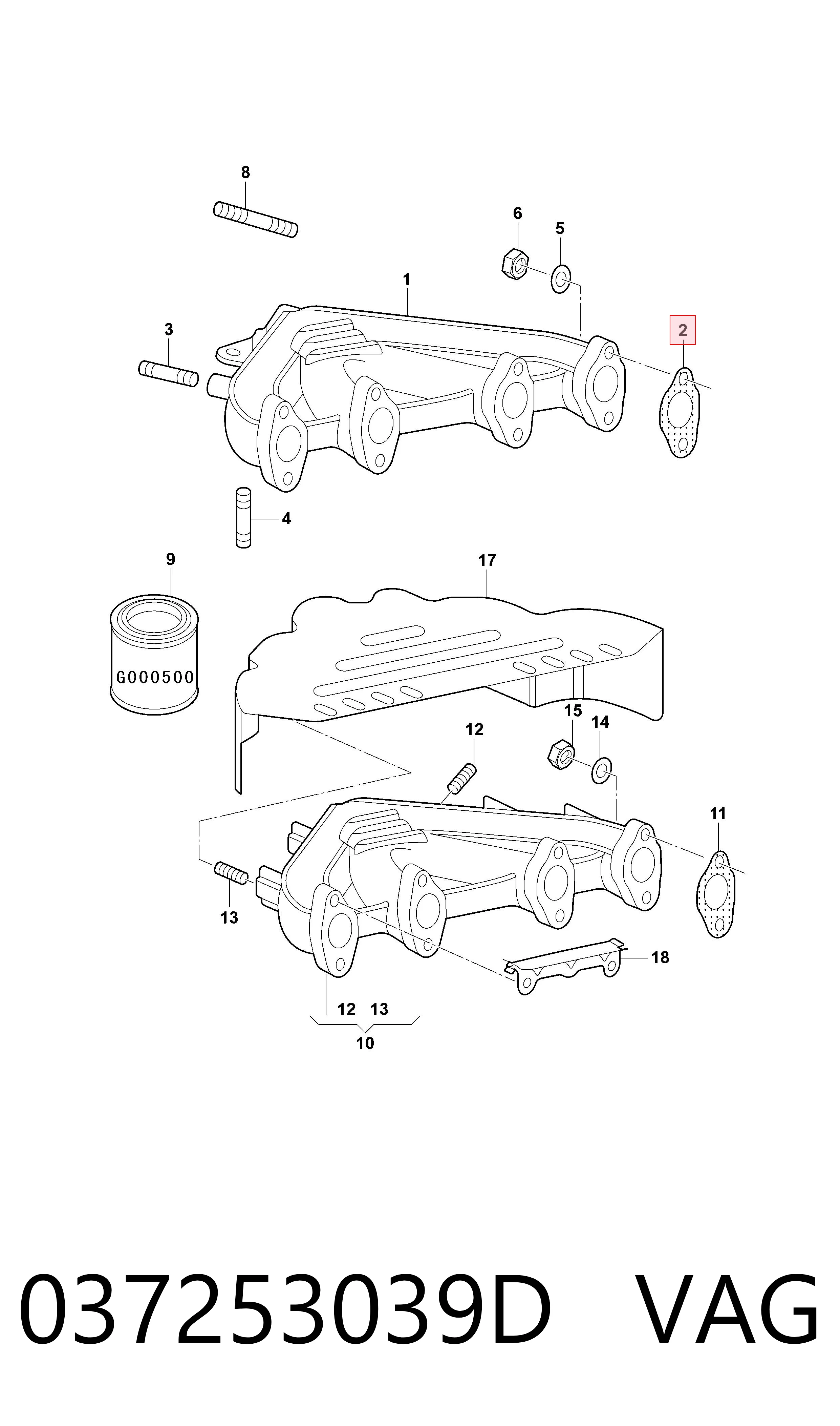 037253039D VAG Junta colector joint