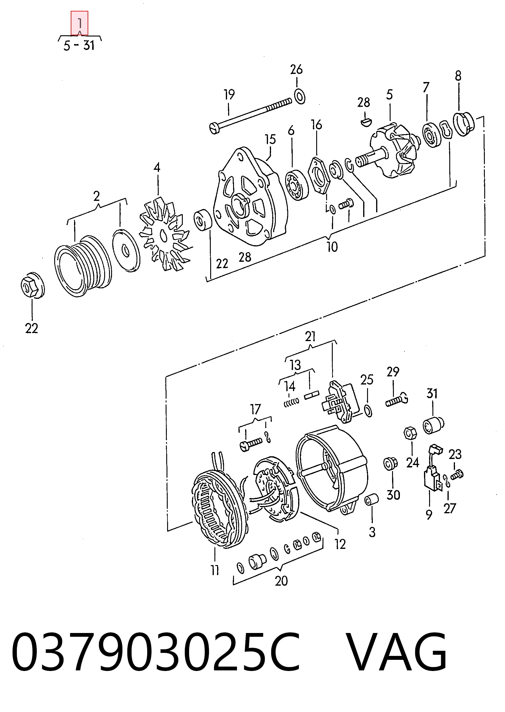 037903025C VAG Alternador de coche