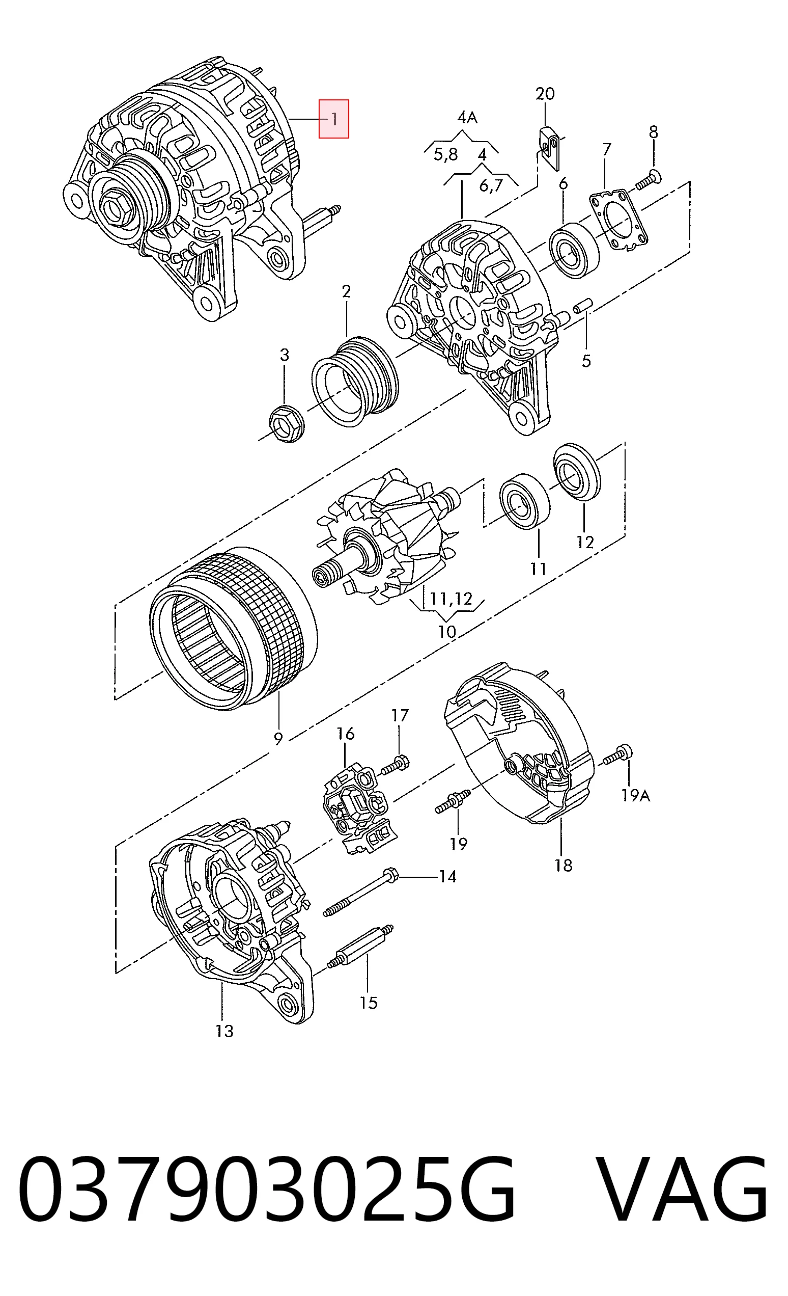 037903025G VAG Alternador de coche