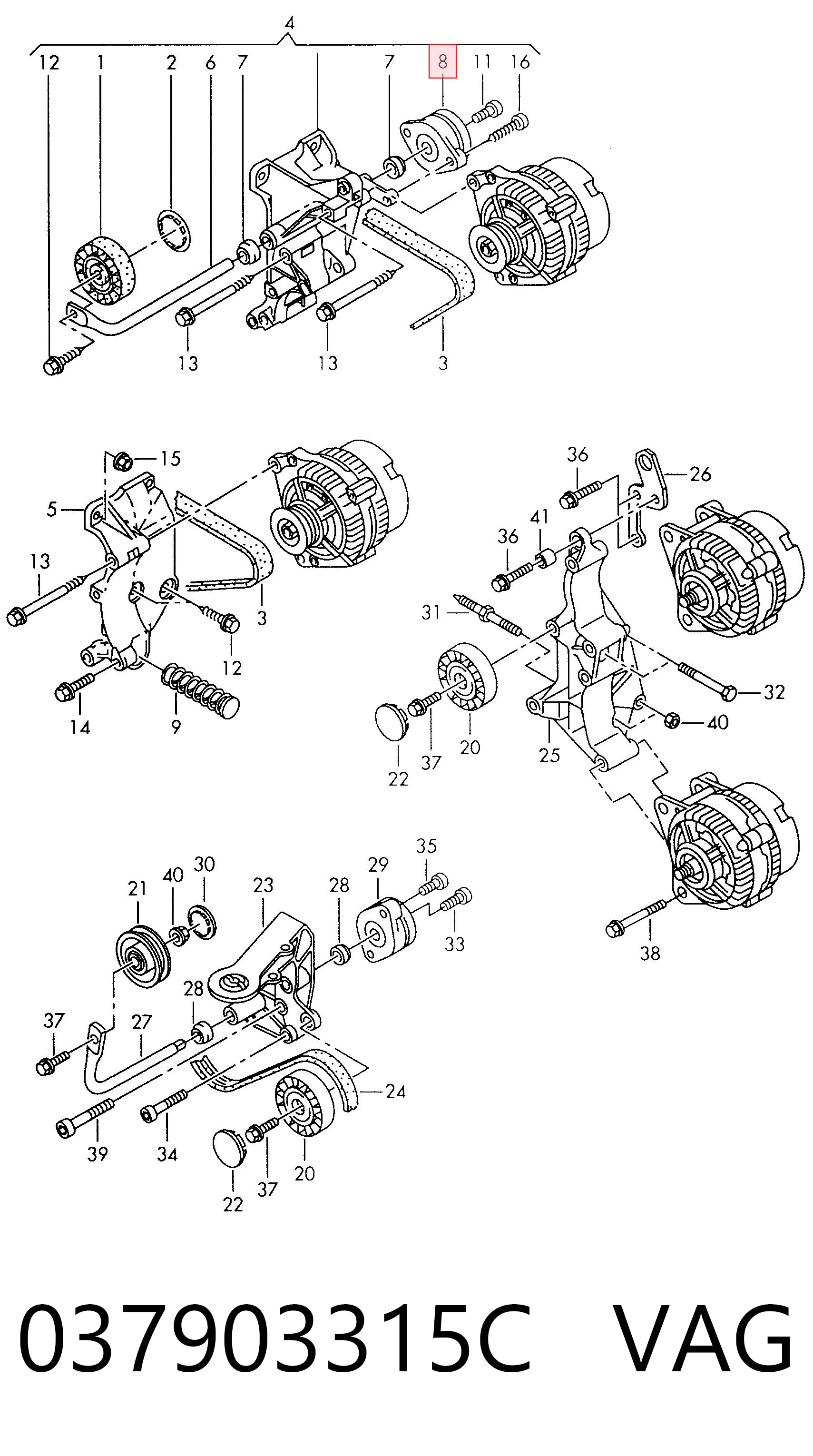 037903315C VAG Tensor de correa de alternador