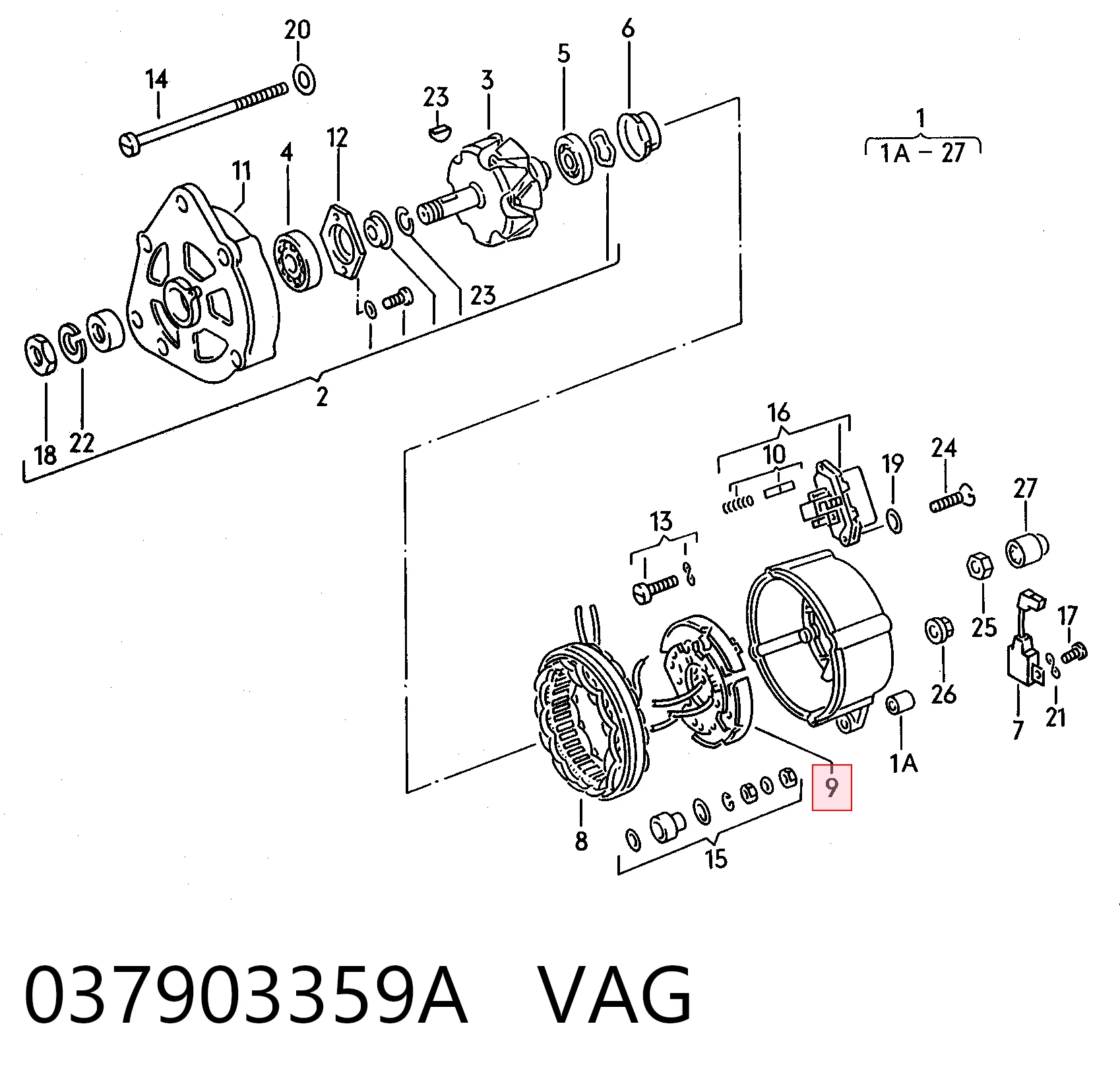 Puente de diodos, alternador para Mercedes S W126