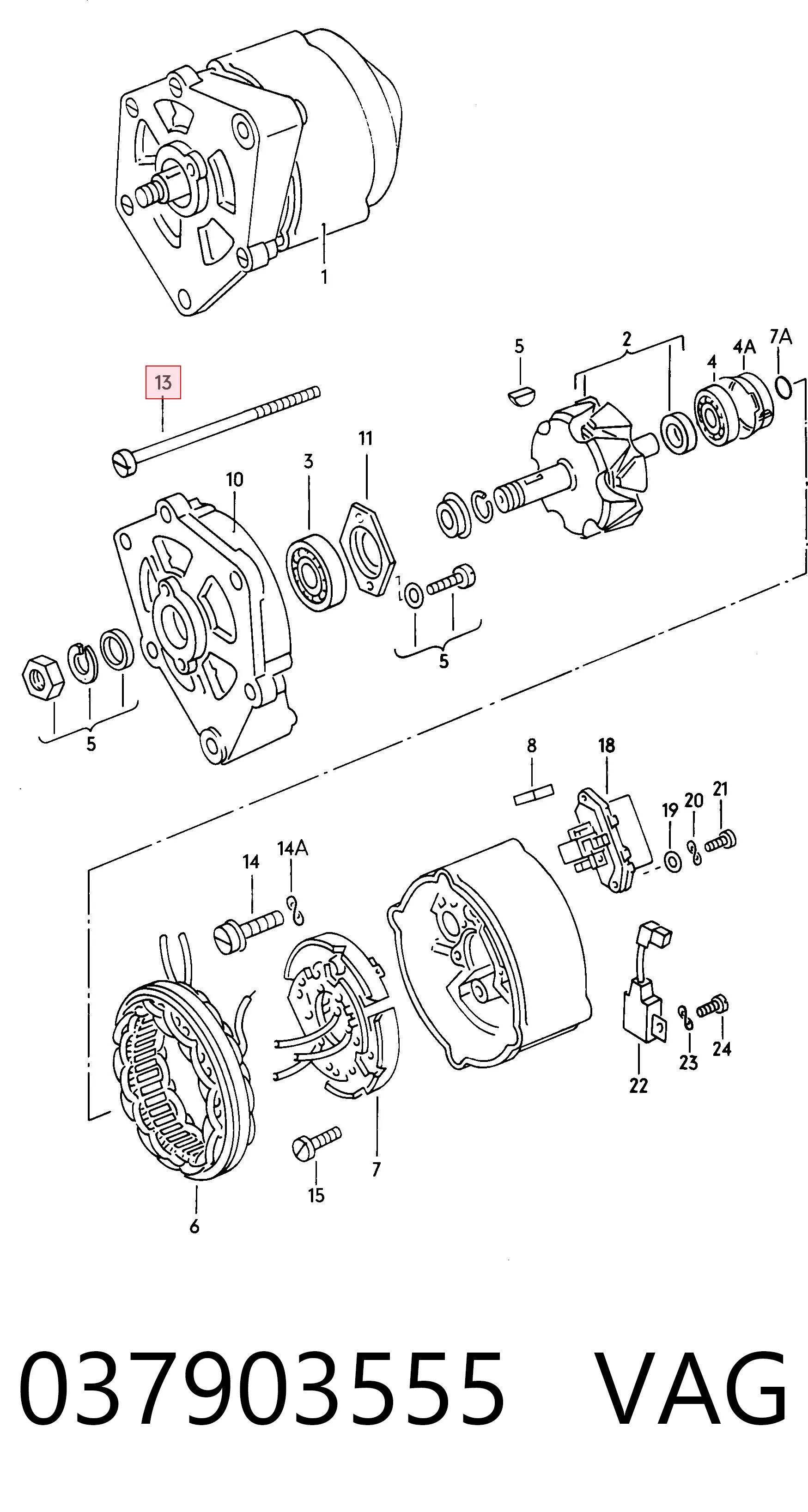 037903555 VAG Kit de reparación de motor de arranque